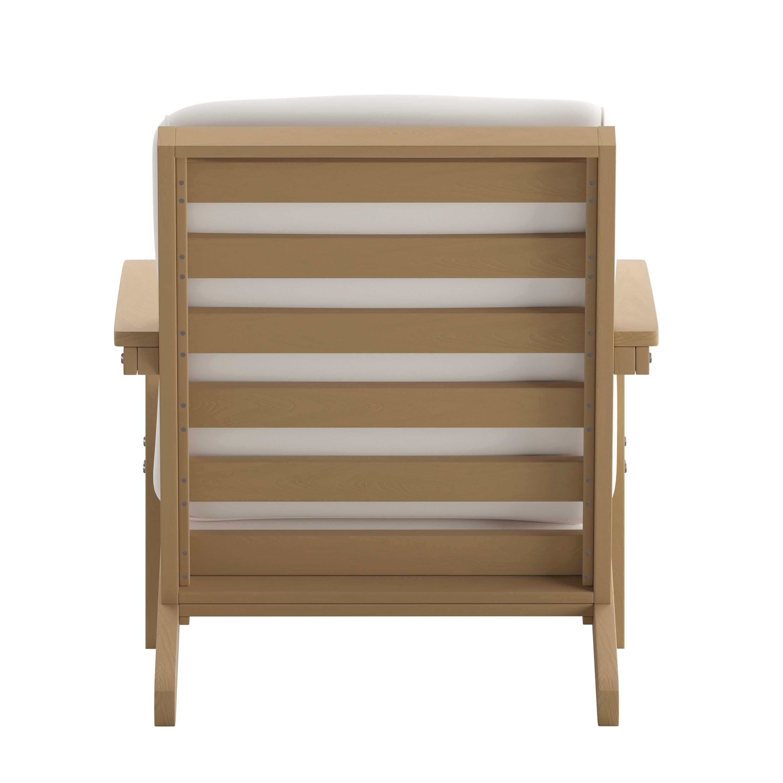 Charlestown All-Weather Poly Resin Wood Adirondack Style Deep Seat Patio Club Chair with Cushions, Natural Cedar/Cream