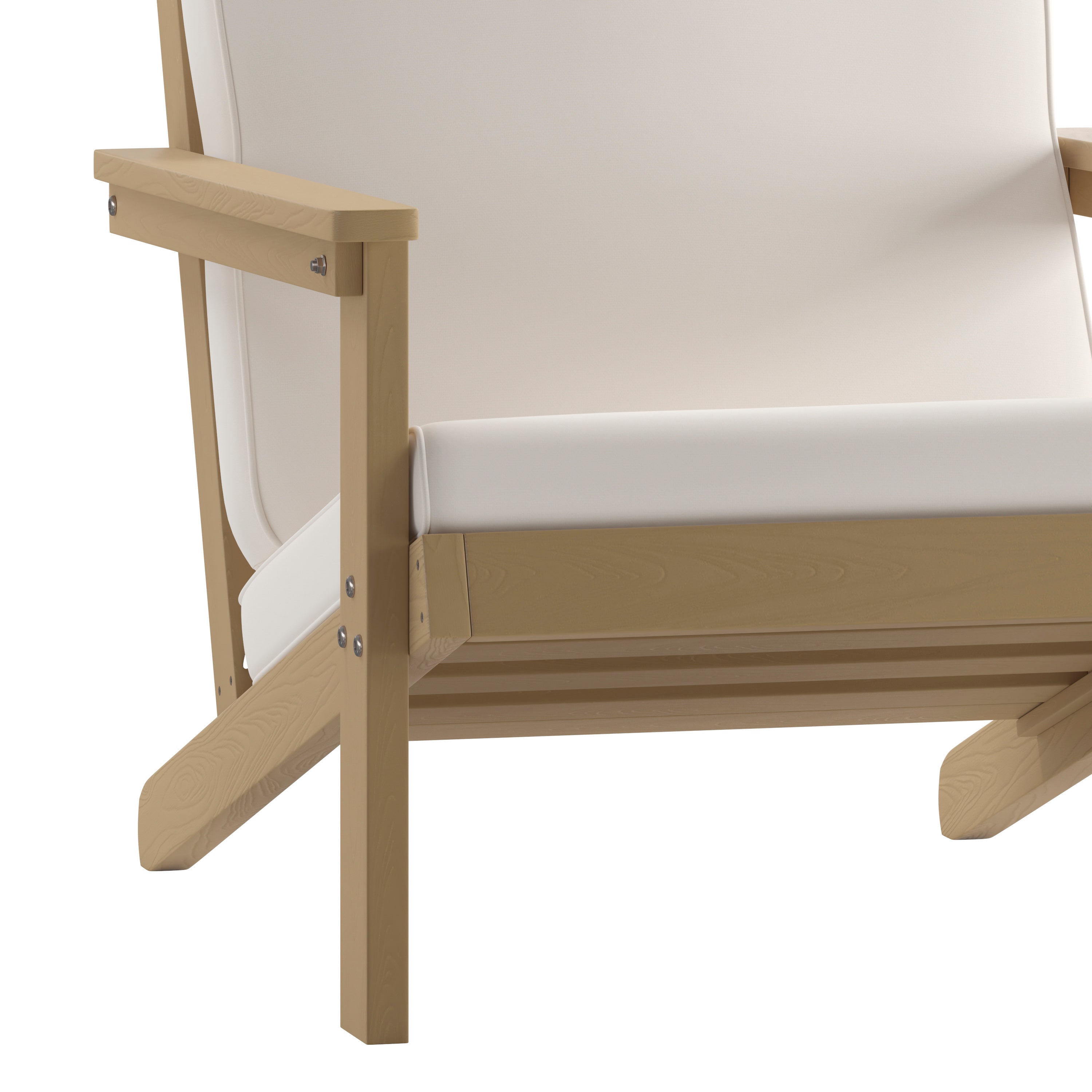 Charlestown All-Weather Poly Resin Wood Adirondack Style Deep Seat Patio Club Chair with Cushions, Natural Cedar/Cream