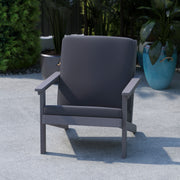 Charlestown All-Weather Poly Resin Wood Adirondack Style Deep Seat Patio Club Chair with Cushions, Gray/Gray
