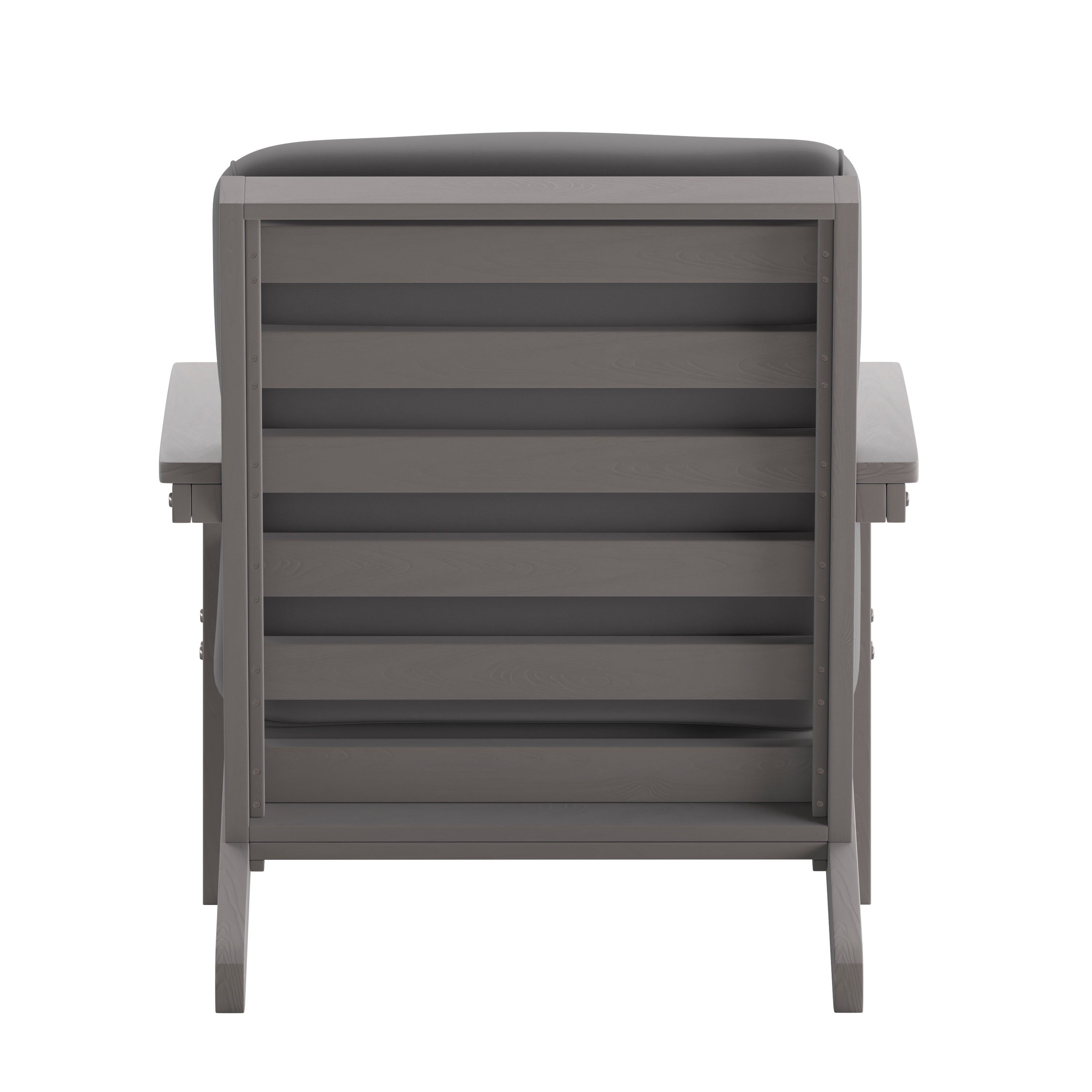 Charlestown All-Weather Poly Resin Wood Adirondack Style Deep Seat Patio Club Chair with Cushions, Gray/Gray