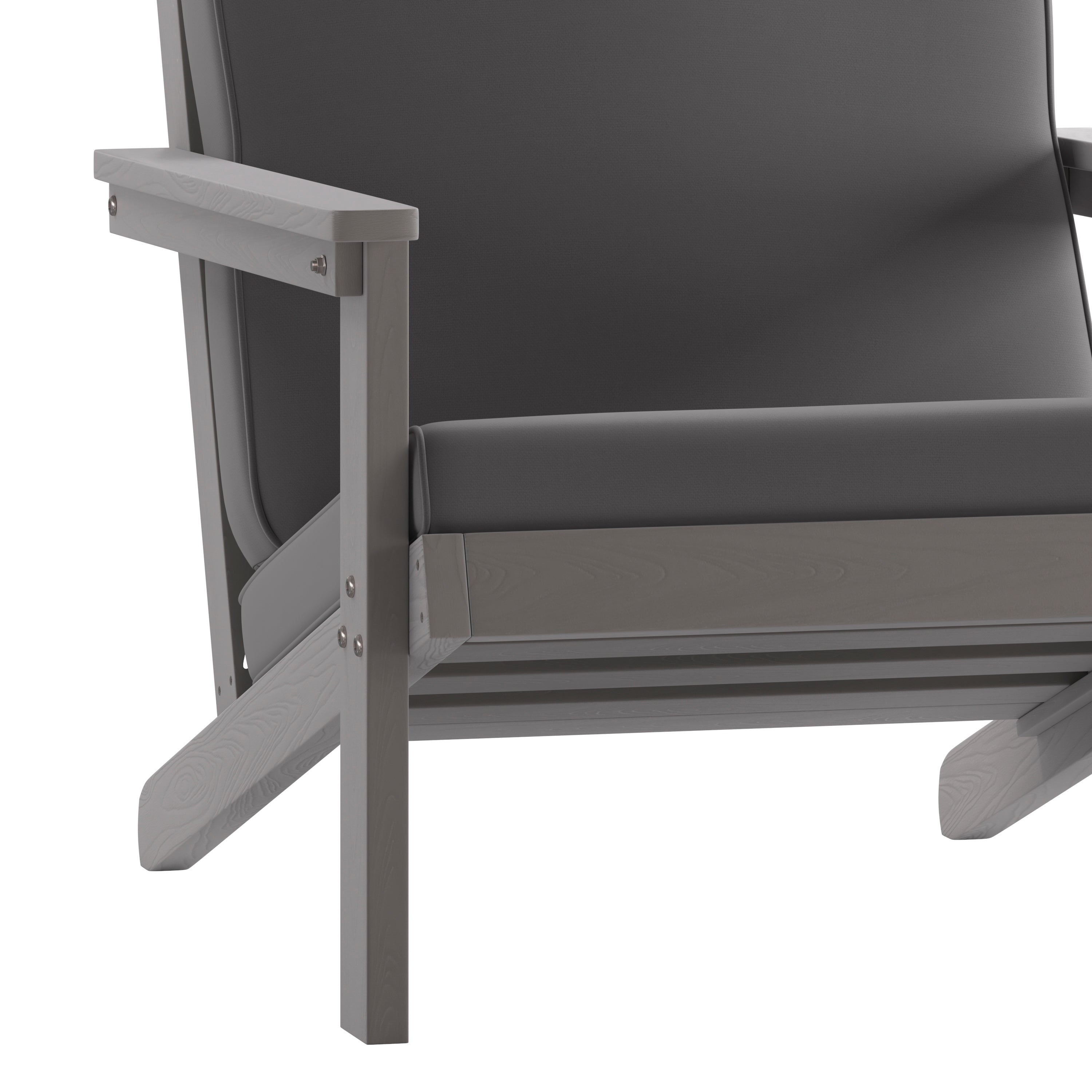 Charlestown All-Weather Poly Resin Wood Adirondack Style Deep Seat Patio Club Chair with Cushions, Gray/Gray