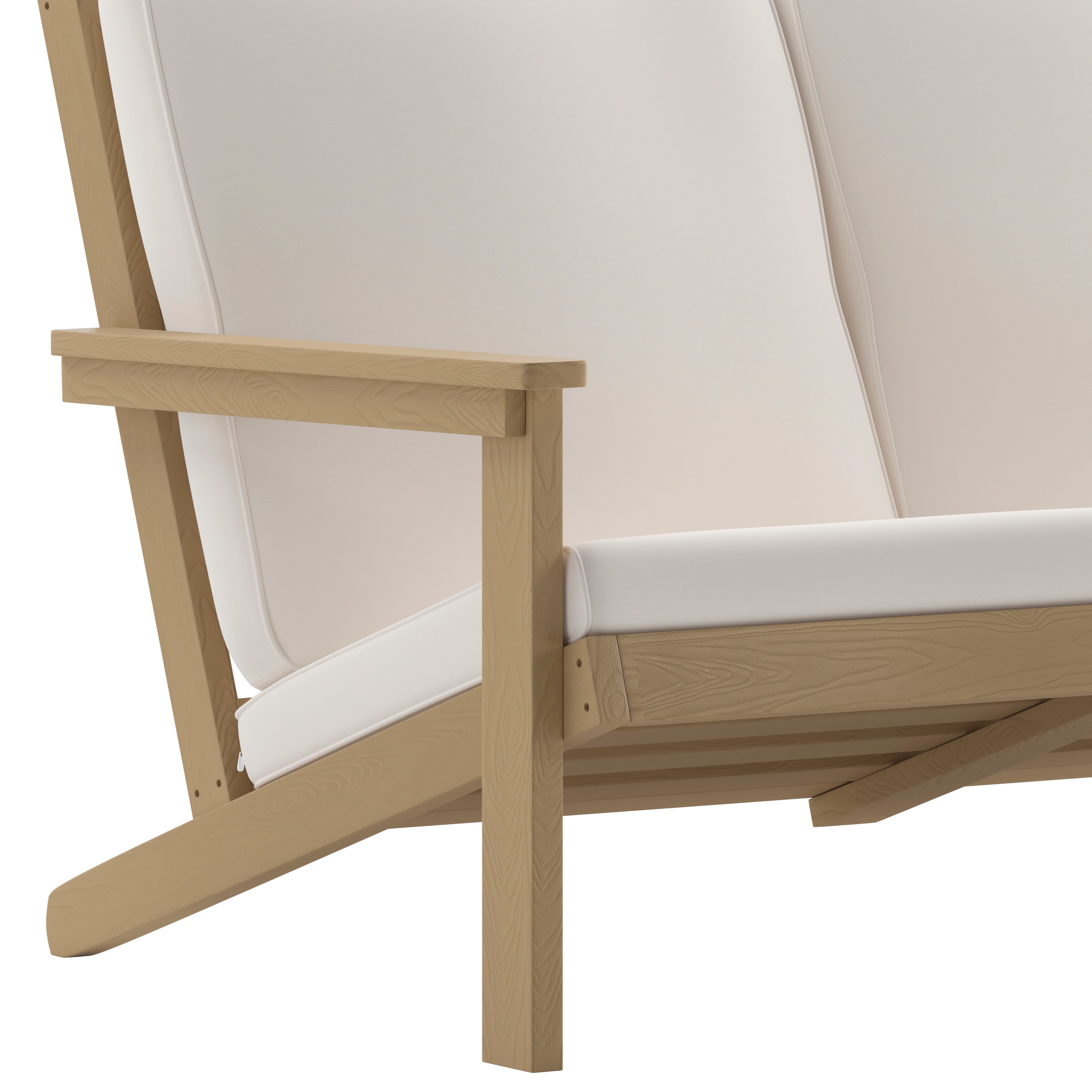 Charlestown All-Weather Poly Resin Wood Adirondack Style Deep Seat Patio Loveseat with Cushions, Natural Cedar/Cream
