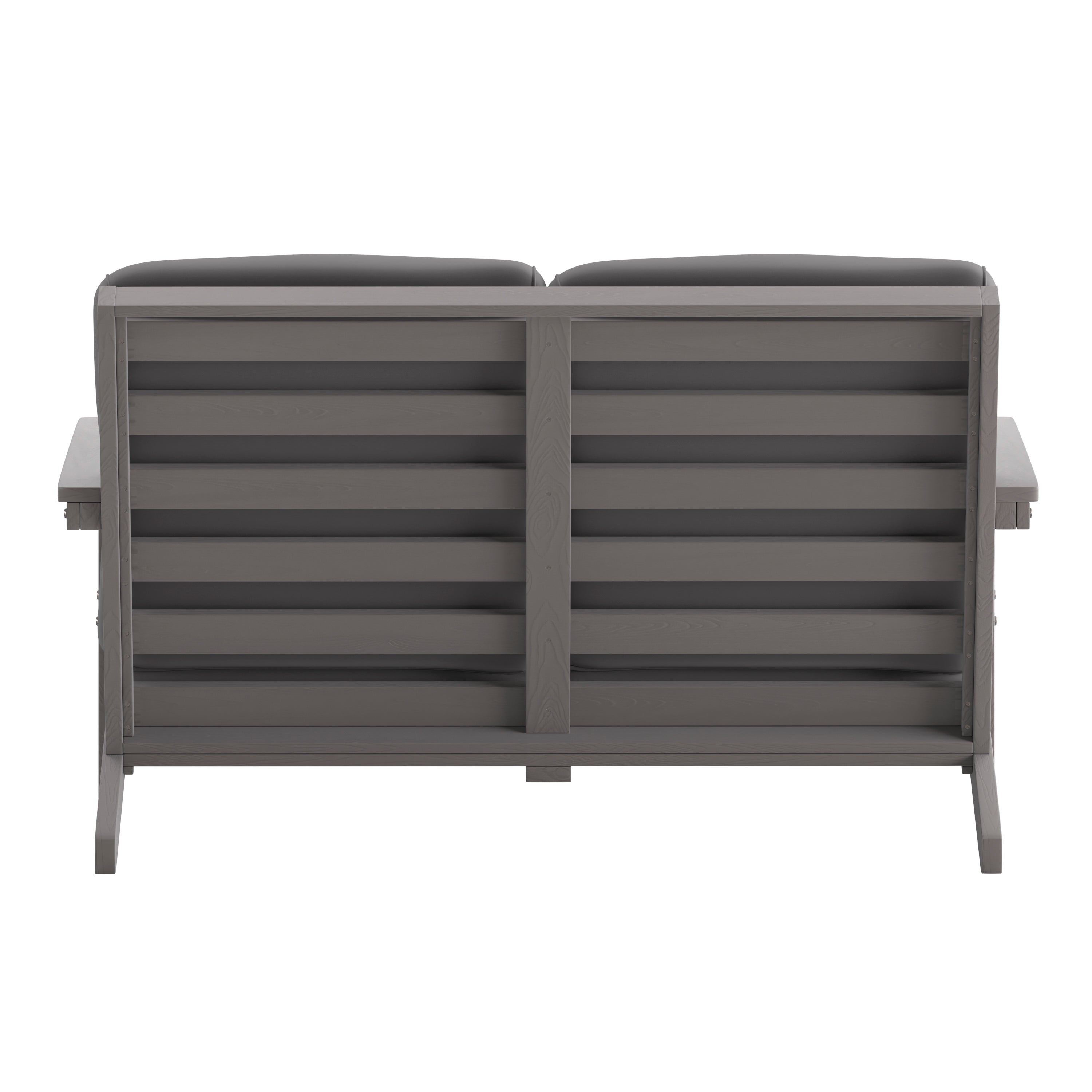 Charlestown All-Weather Poly Resin Wood Adirondack Style Deep Seat Patio Loveseat with Cushions, Gray/Gray