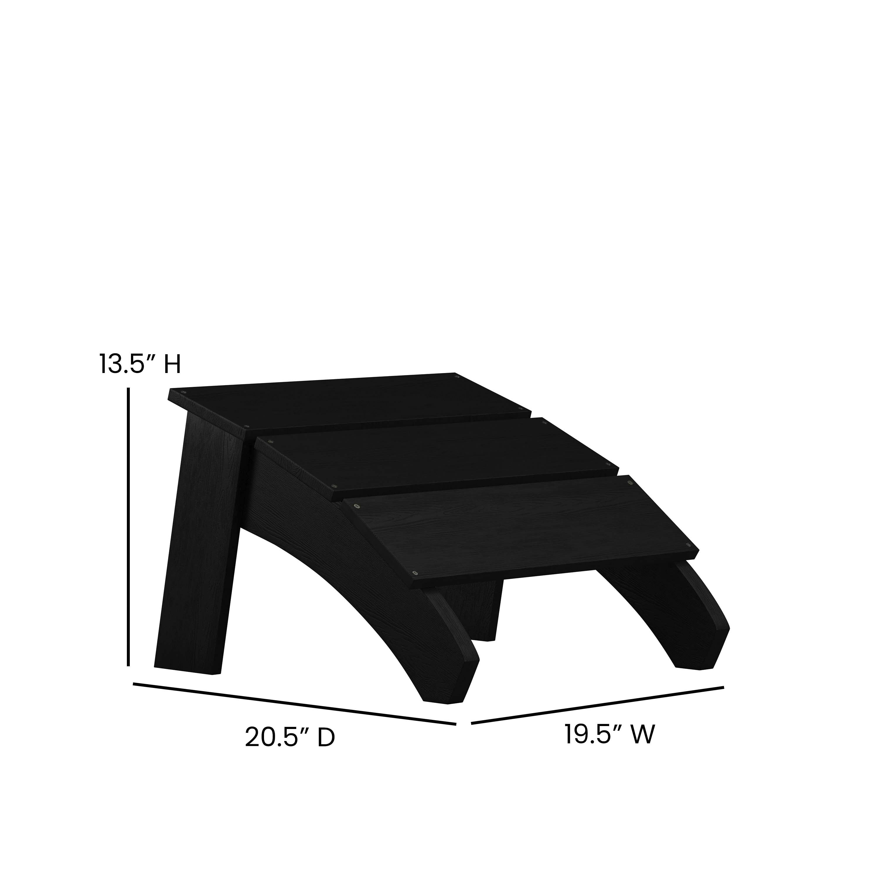 Sawyer Modern Commercial Grade All-Weather Poly Resin Wood Adirondack Ottoman Foot Rest in Black