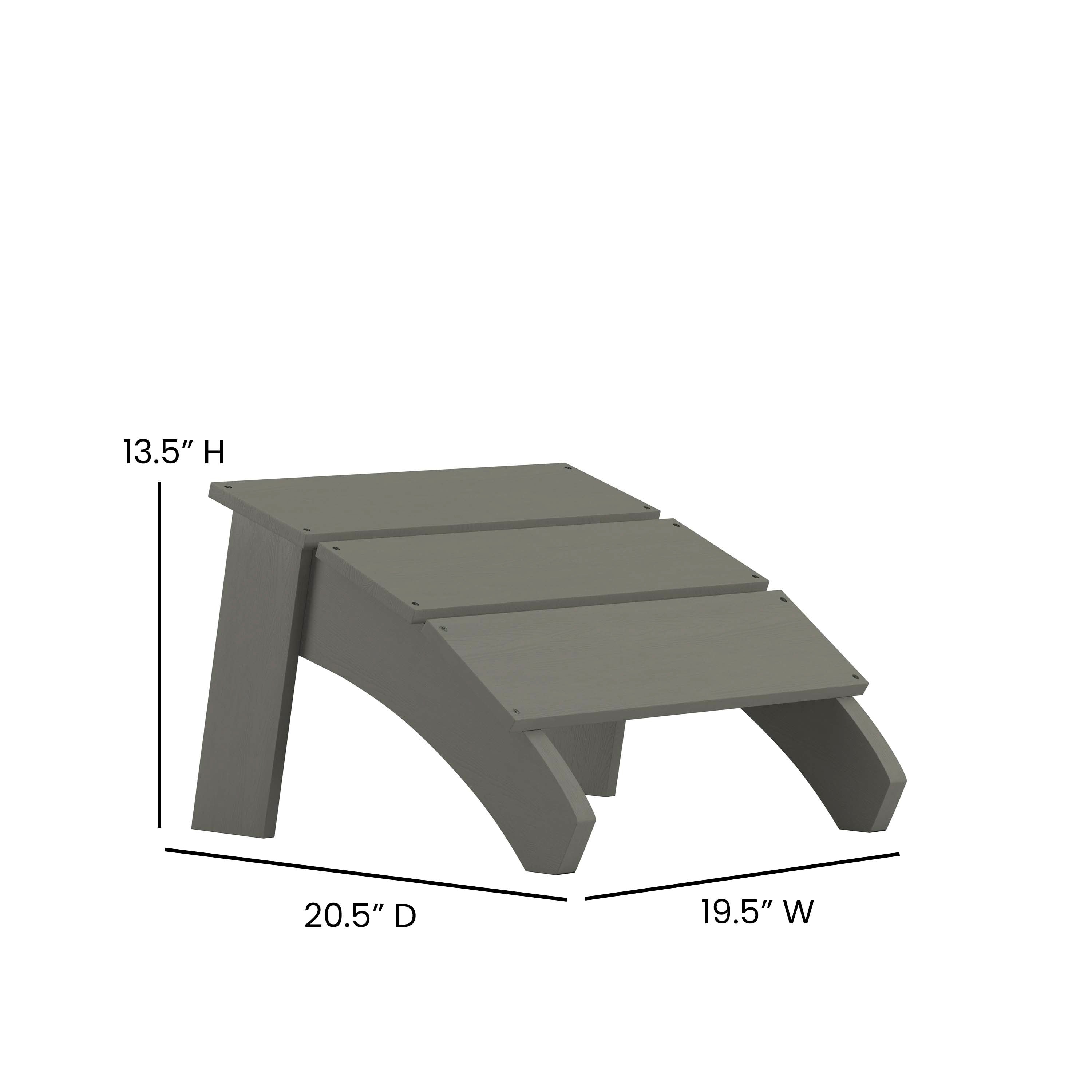 Sawyer Modern Commercial Grade All-Weather Poly Resin Wood Adirondack Ottoman Foot Rest in Gray