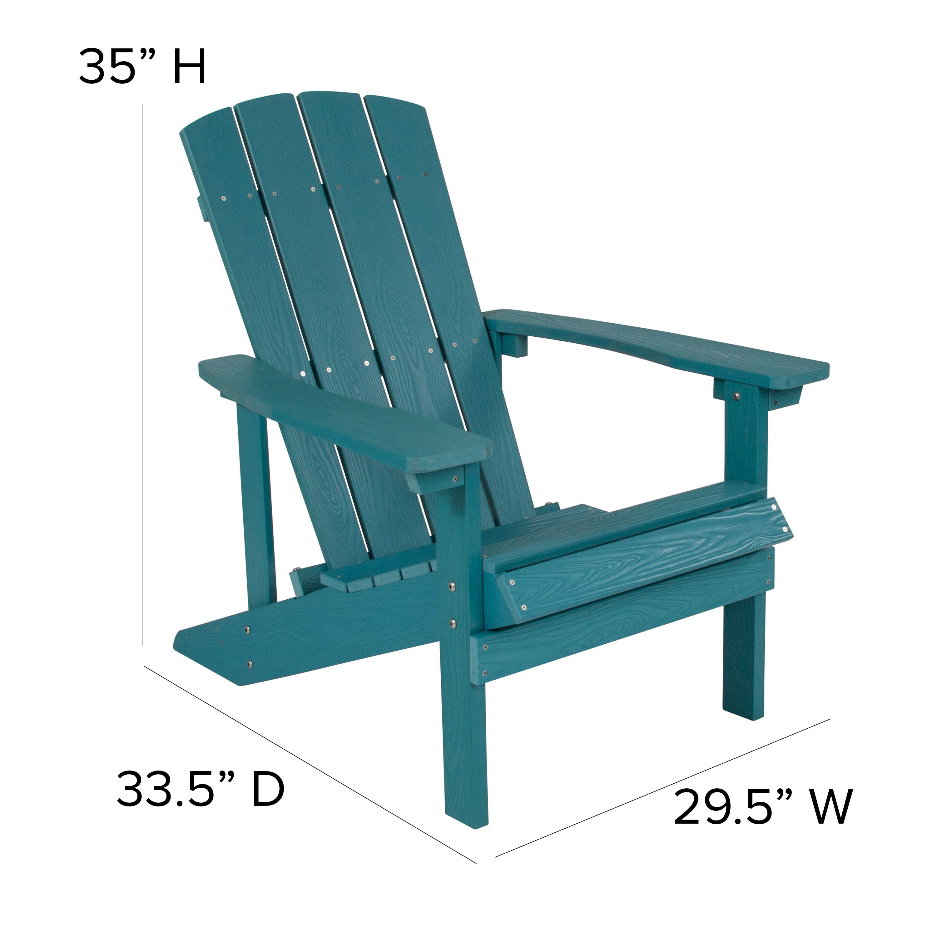 2 Pack Charlestown Commercial All-Weather Poly Resin Wood Adirondack Chairs with Side Table in Sea Foam
