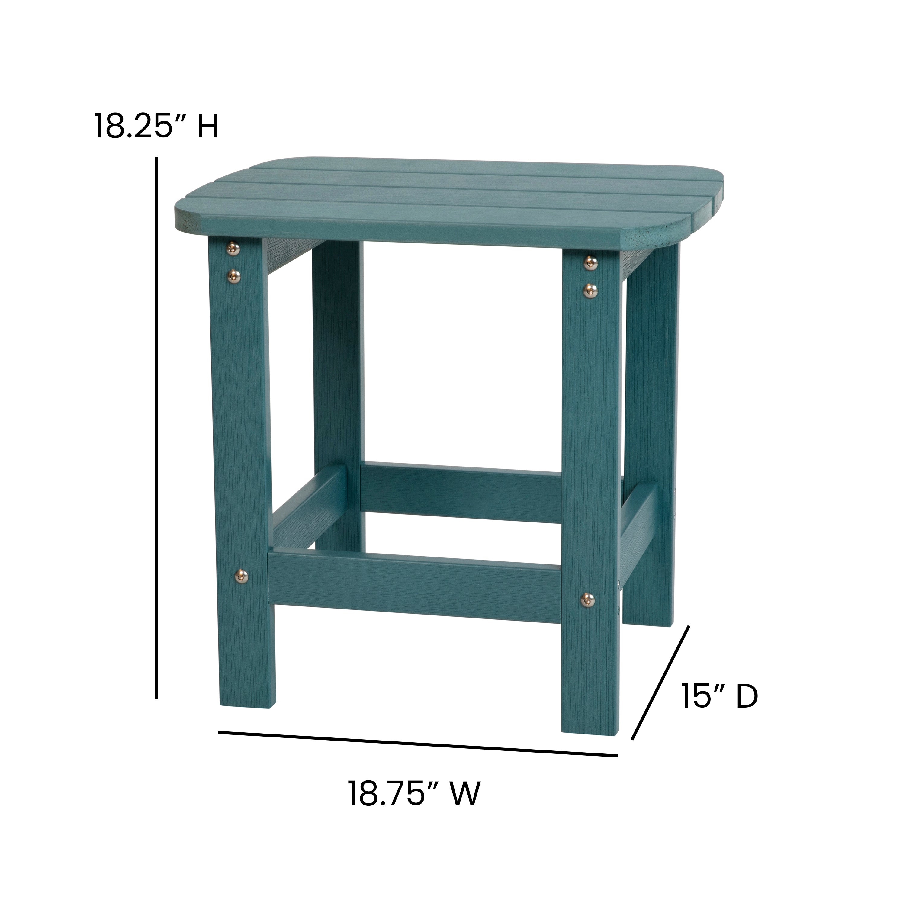 2 Pack Charlestown Commercial All-Weather Poly Resin Wood Adirondack Chairs with Side Table in Sea Foam