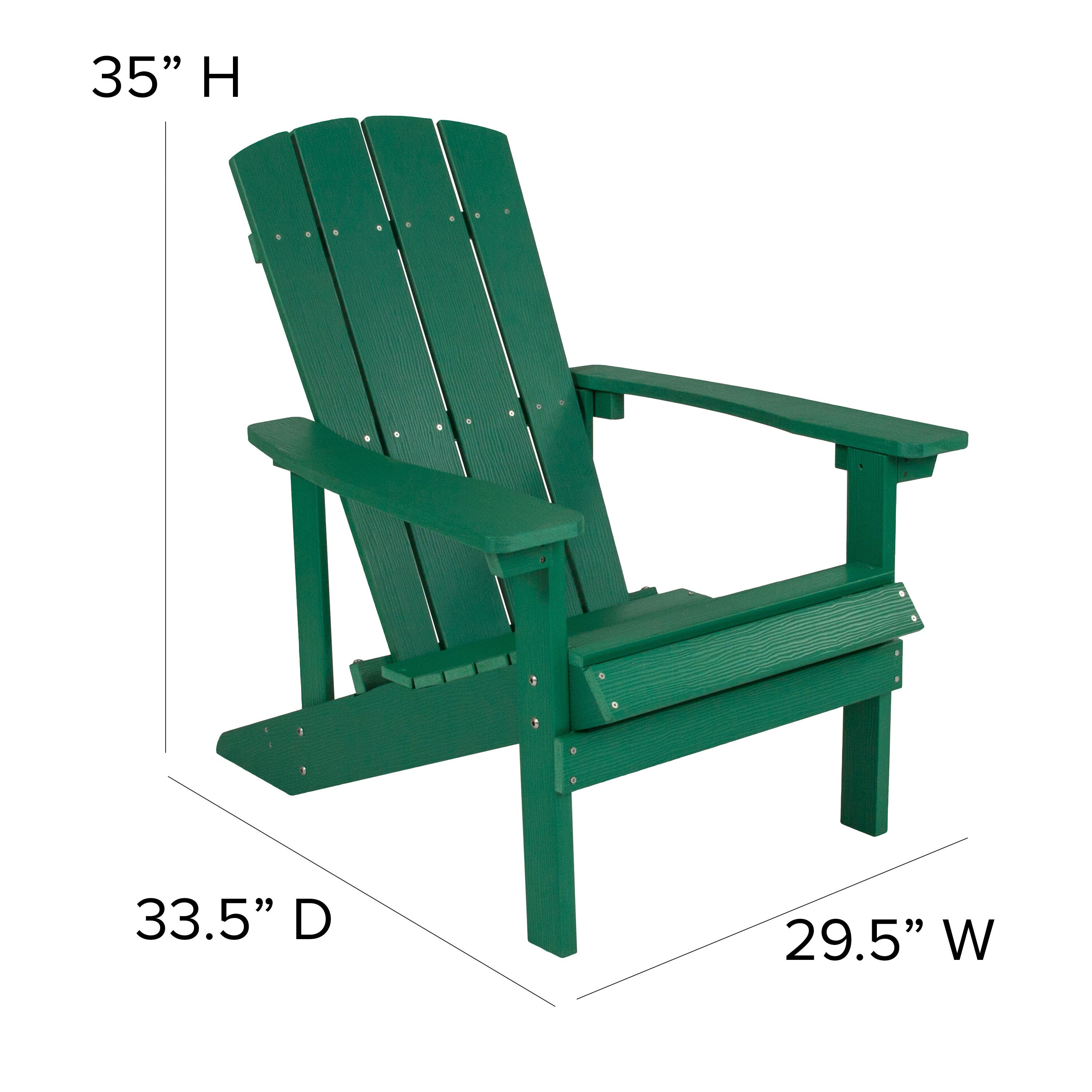Charlestown Commercial All-Weather Poly Resin Wood Adirondack Chair in Green