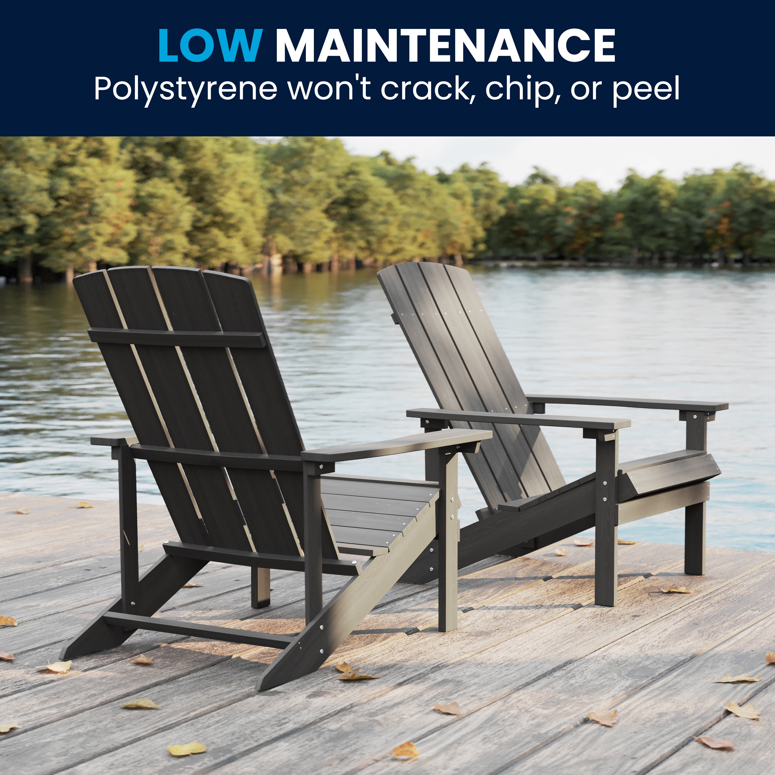 Charlestown Commercial All-Weather Poly Resin Wood Adirondack Chair in Gray