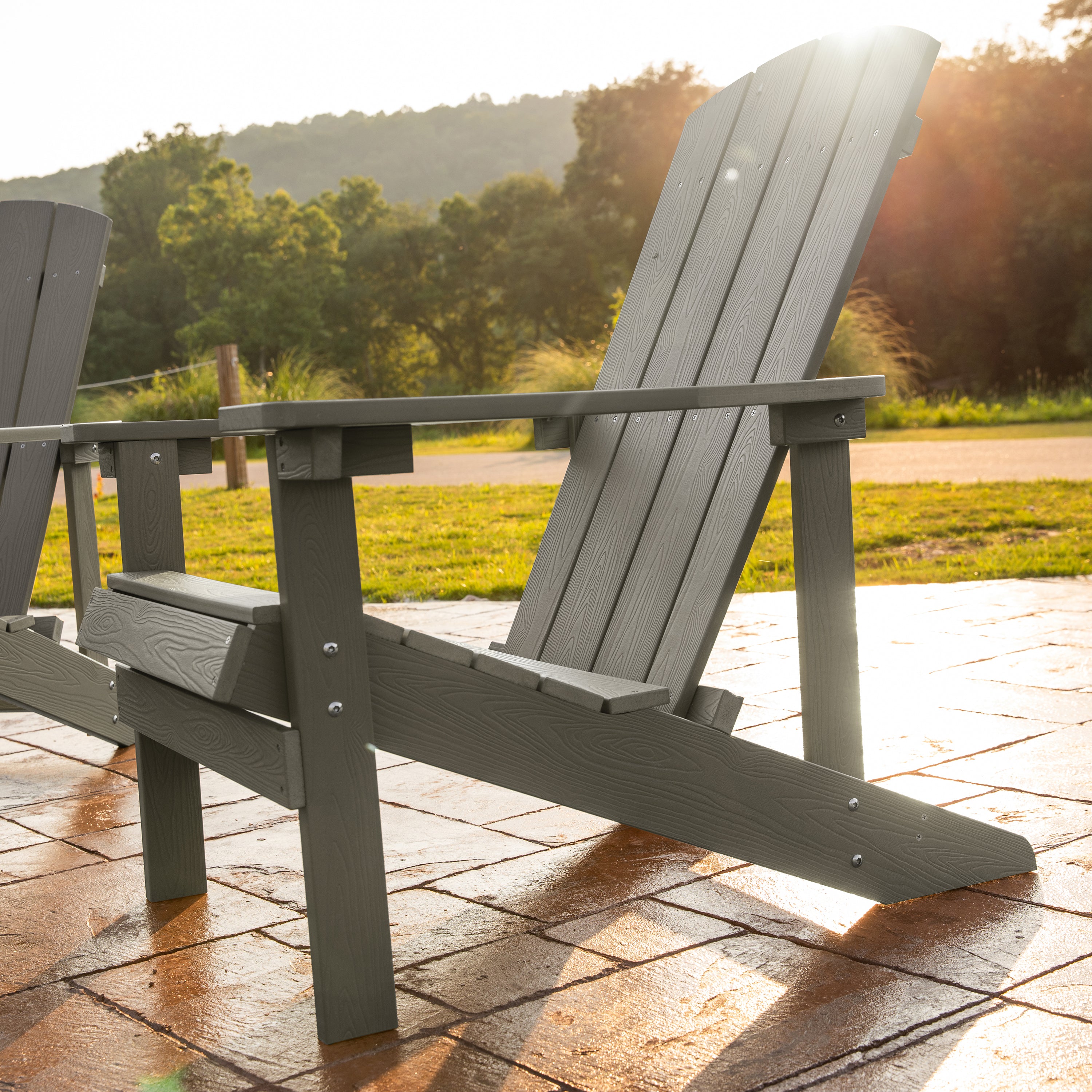 Charlestown Commercial All-Weather Poly Resin Wood Adirondack Chair in Gray