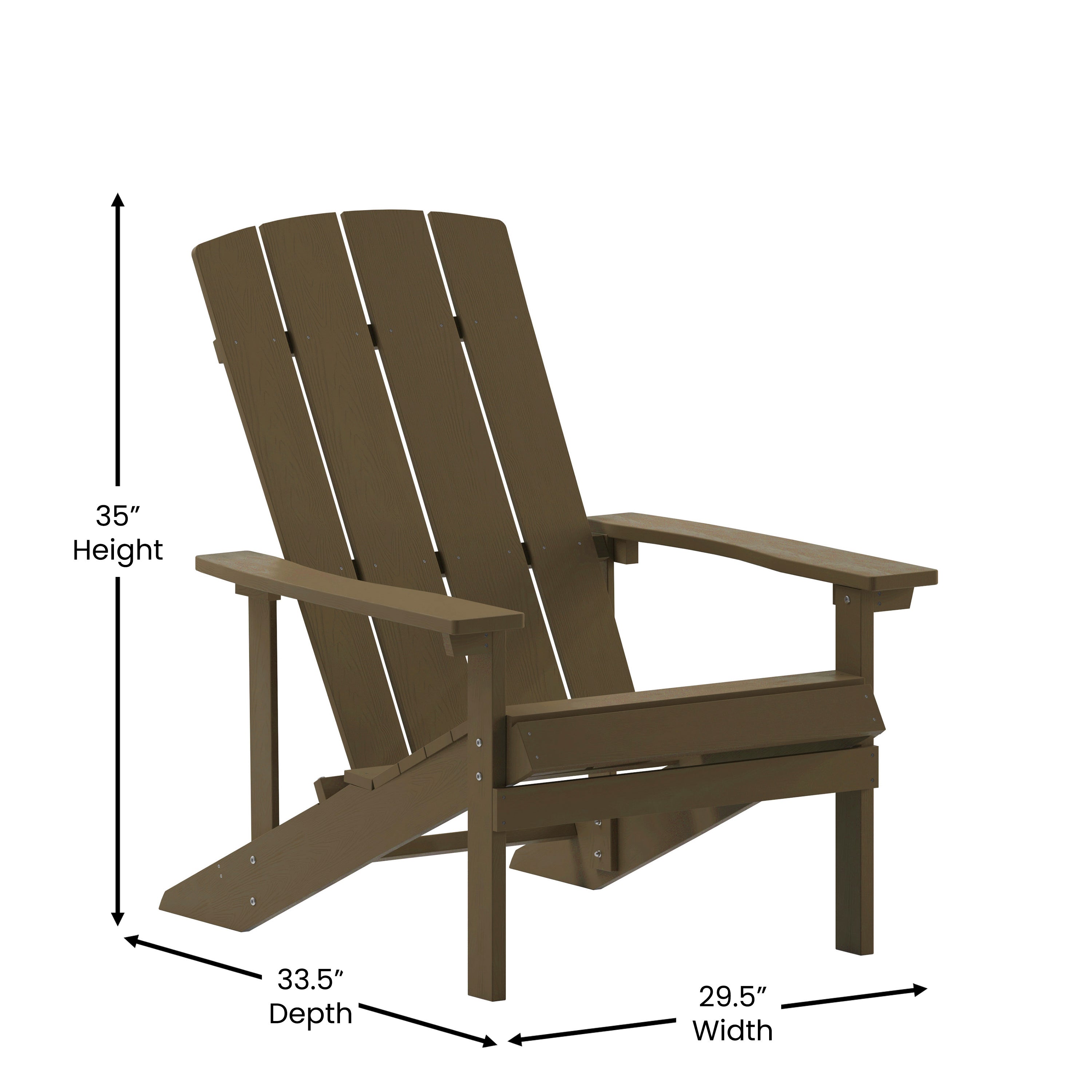 Charlestown Commercial Grade Indoor/Outdoor Adirondack Chair, Weather Resistant Durable Poly Resin Deck and Patio Seating, Mahogany