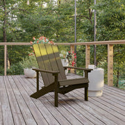 Charlestown Commercial Grade Indoor/Outdoor Adirondack Chair, Weather Resistant Durable Poly Resin Deck and Patio Seating, Mahogany