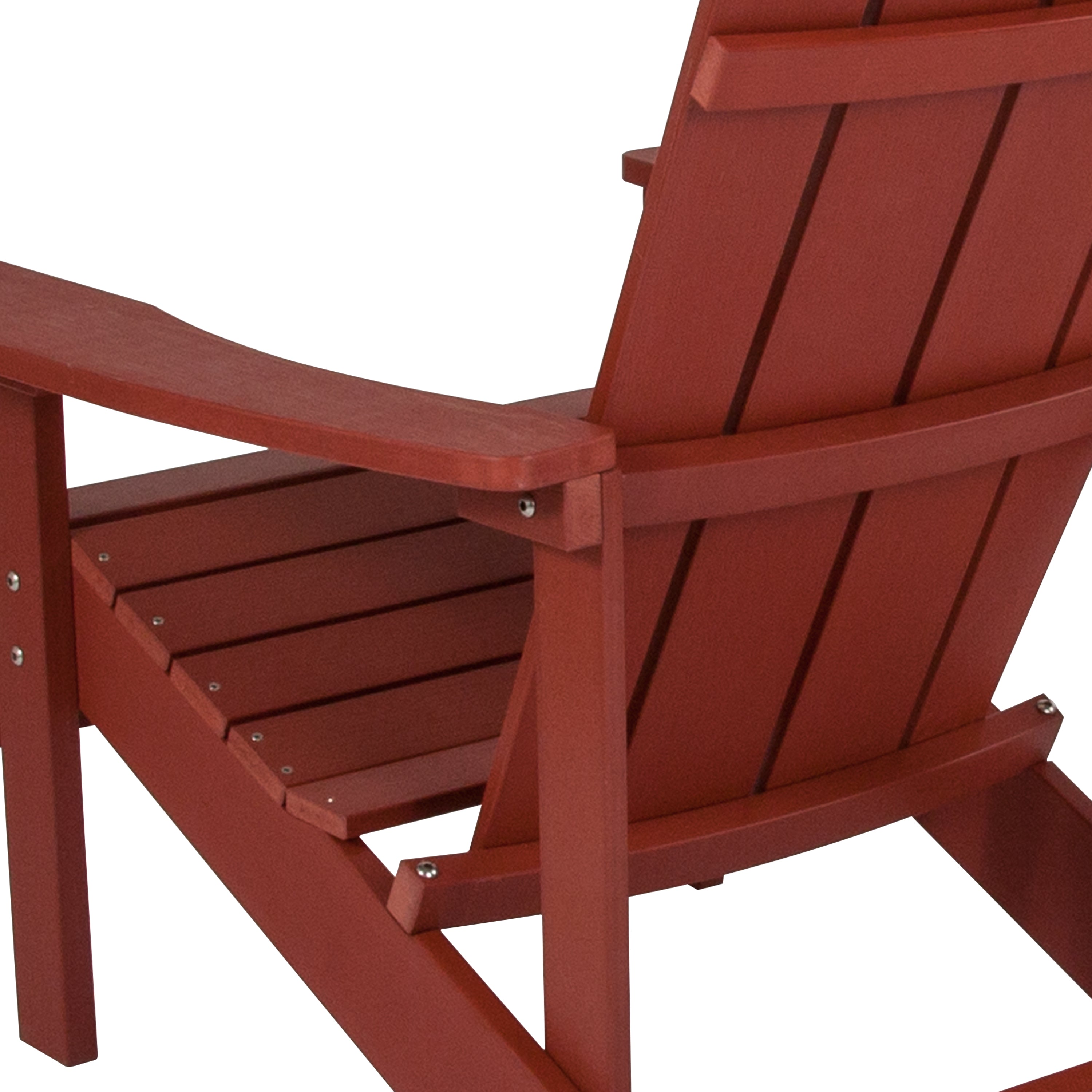 Charlestown Commercial All-Weather Poly Resin Wood Adirondack Chair in Red