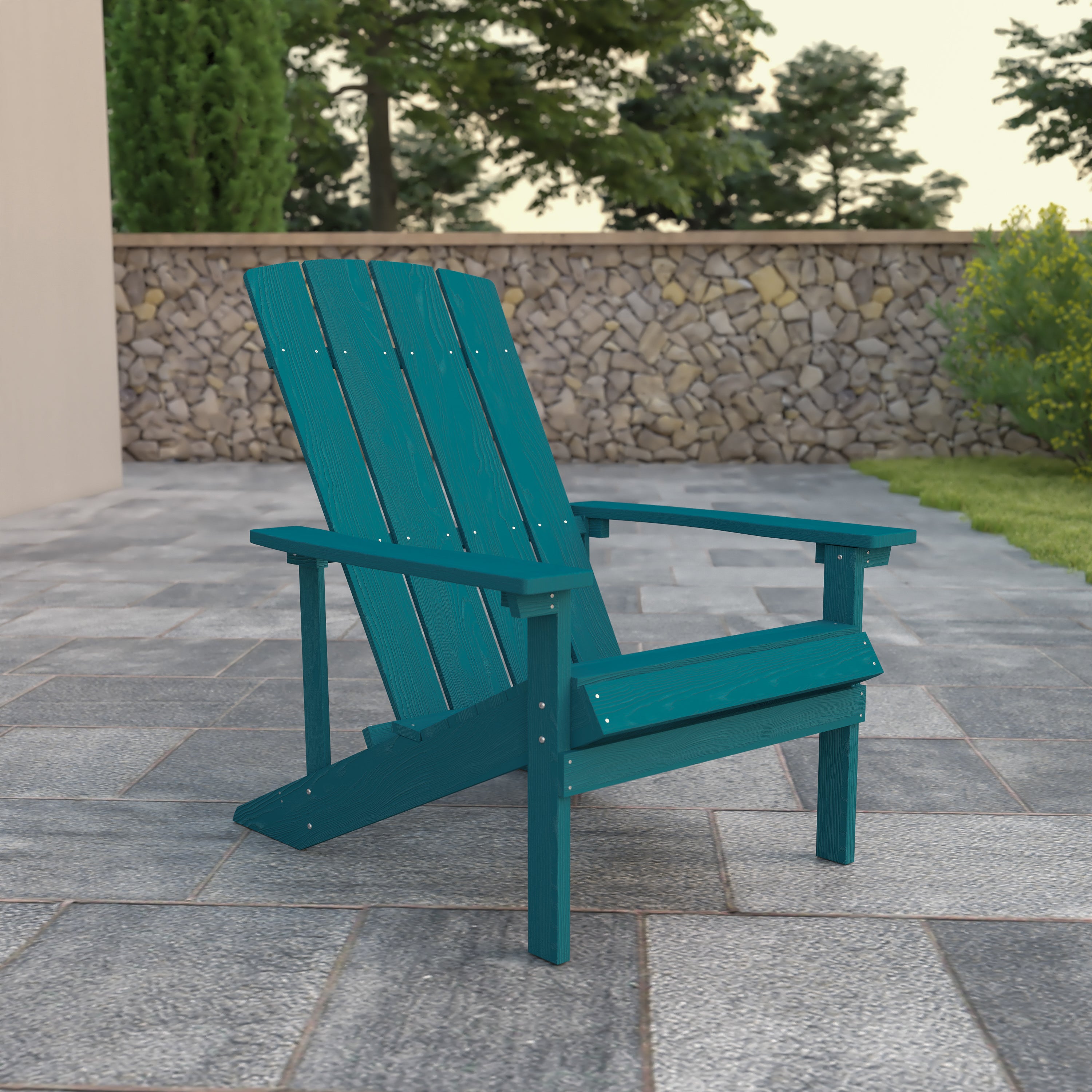 Charlestown Commercial All-Weather Poly Resin Wood Adirondack Chair in Sea Foam