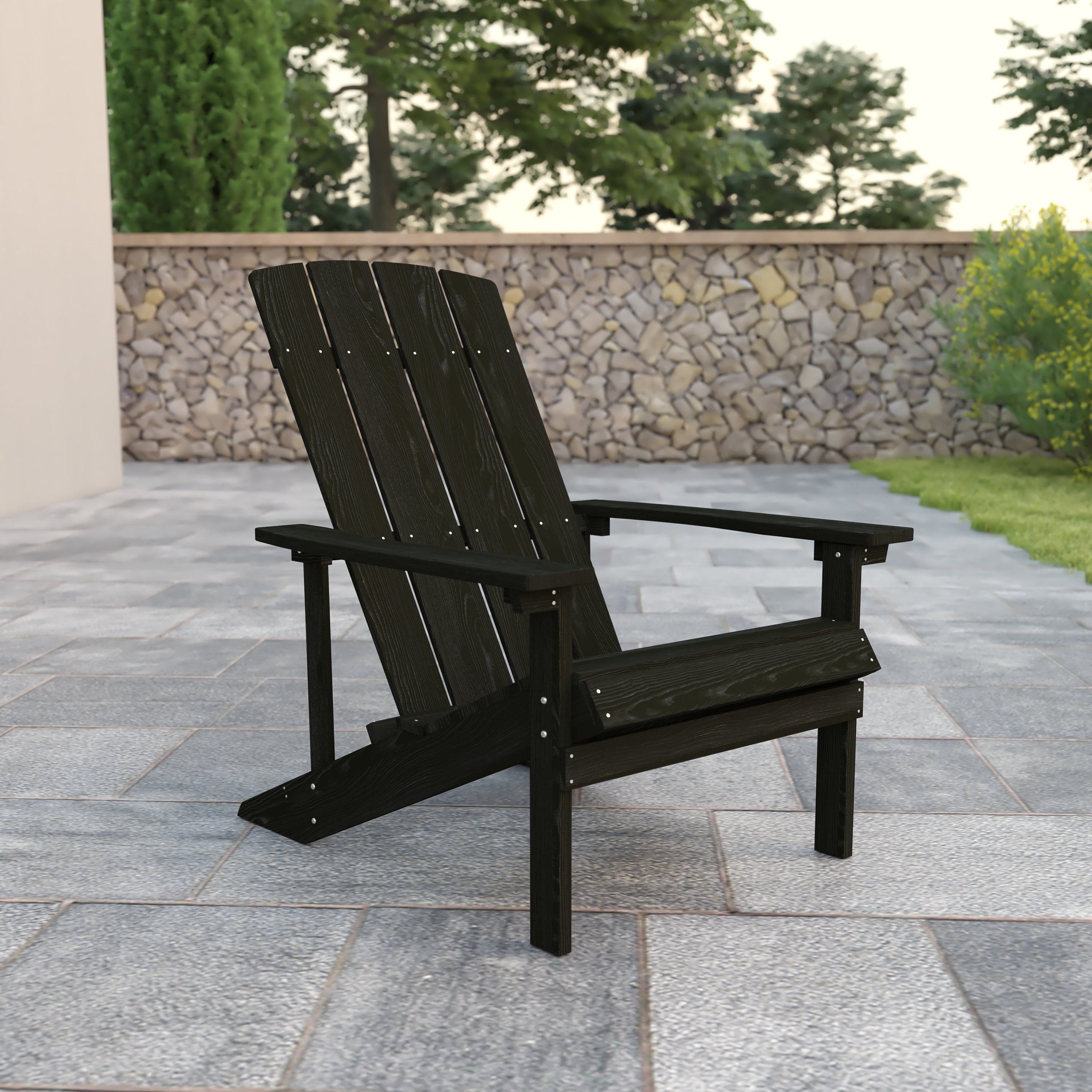 Charlestown Commercial All-Weather Poly Resin Wood Adirondack Chair in Slate Gray