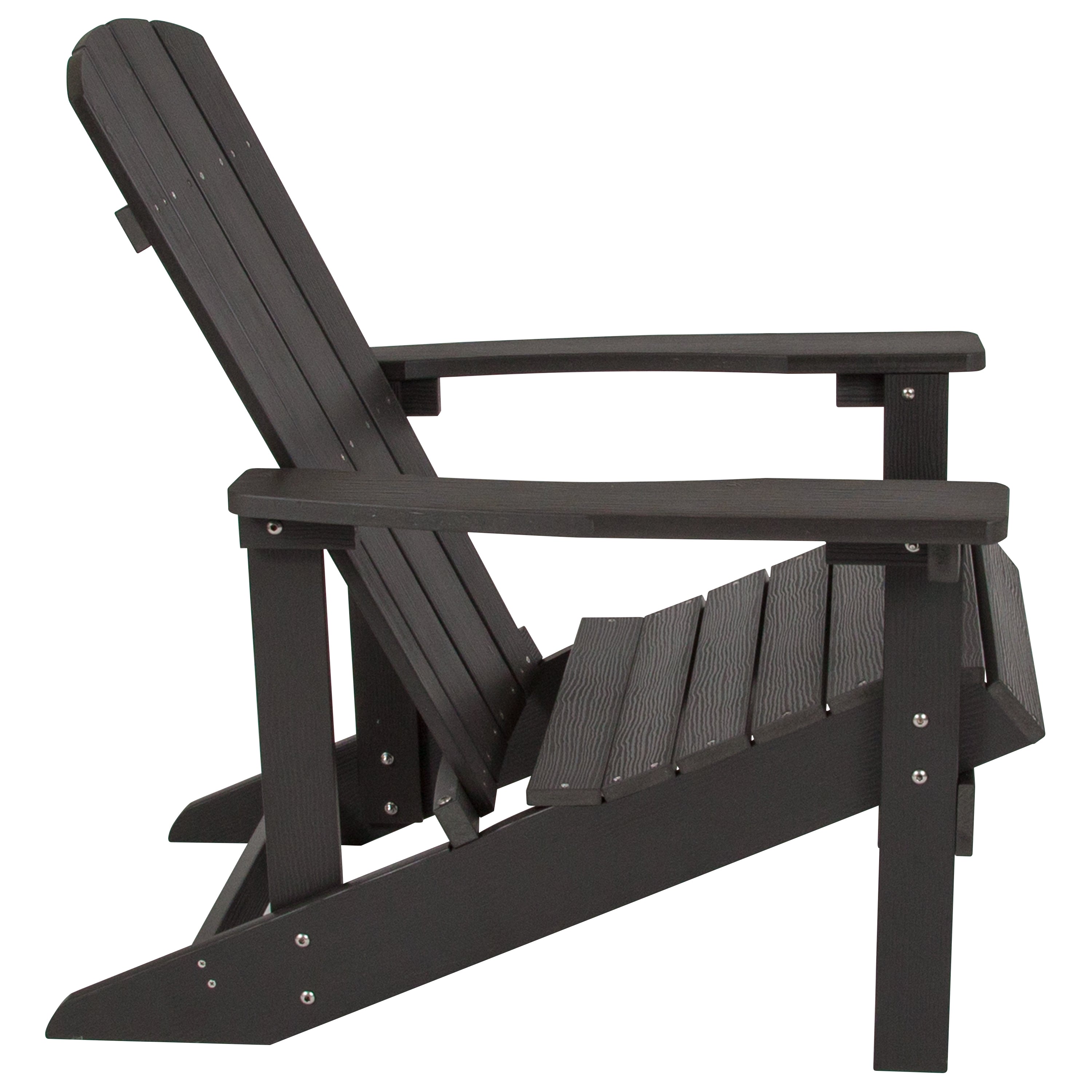 Charlestown Commercial All-Weather Poly Resin Wood Adirondack Chair in Slate Gray