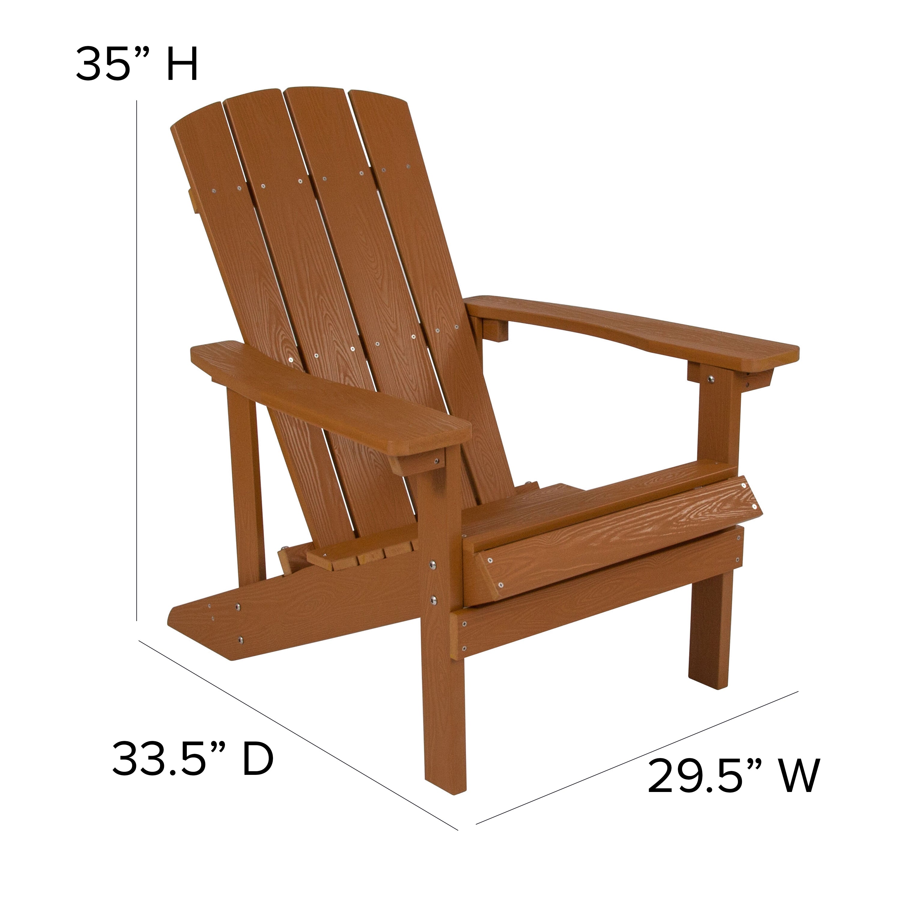Charlestown Commercial All-Weather Poly Resin Wood Adirondack Chair in Teak