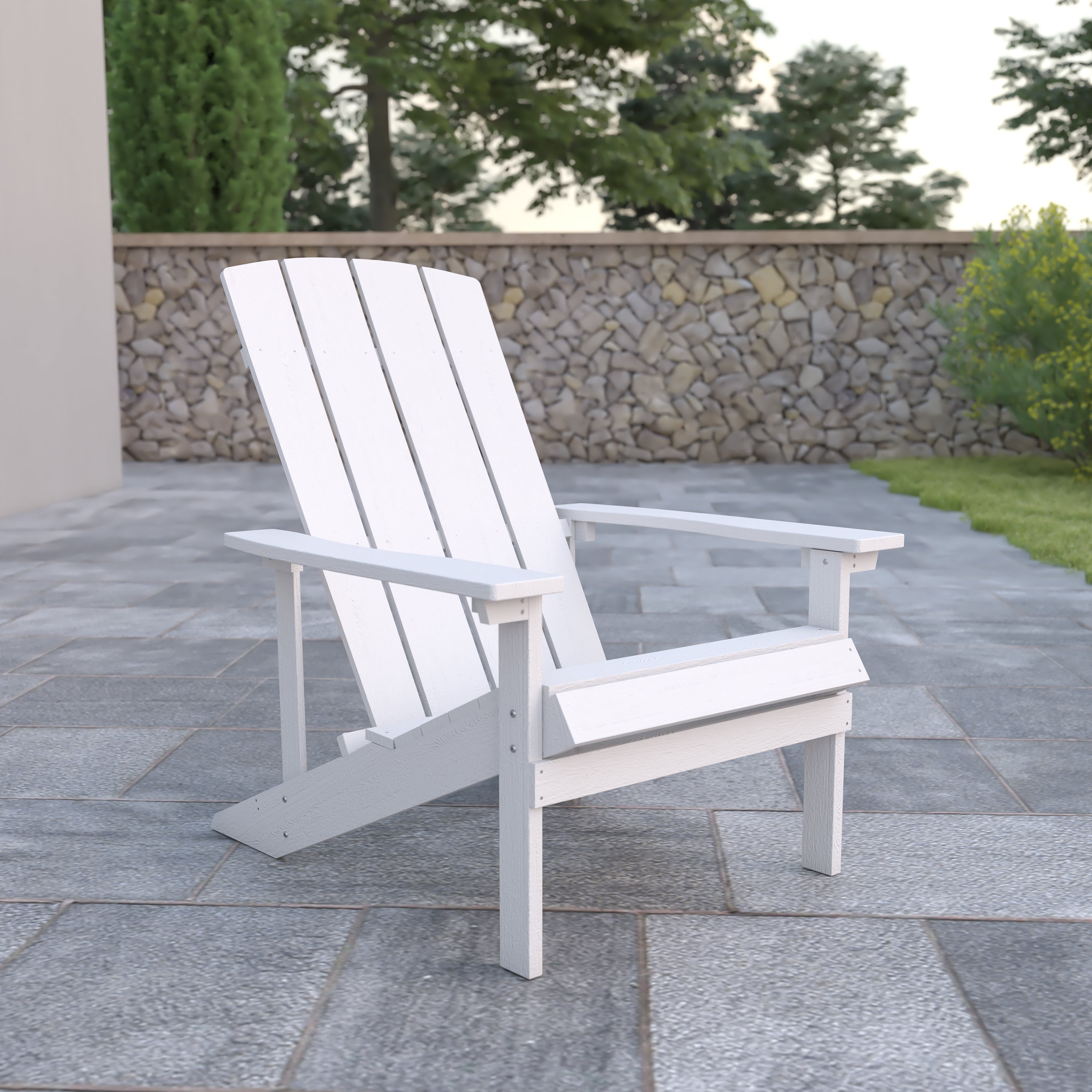 Charlestown Commercial All-Weather Poly Resin Wood Adirondack Chair in White