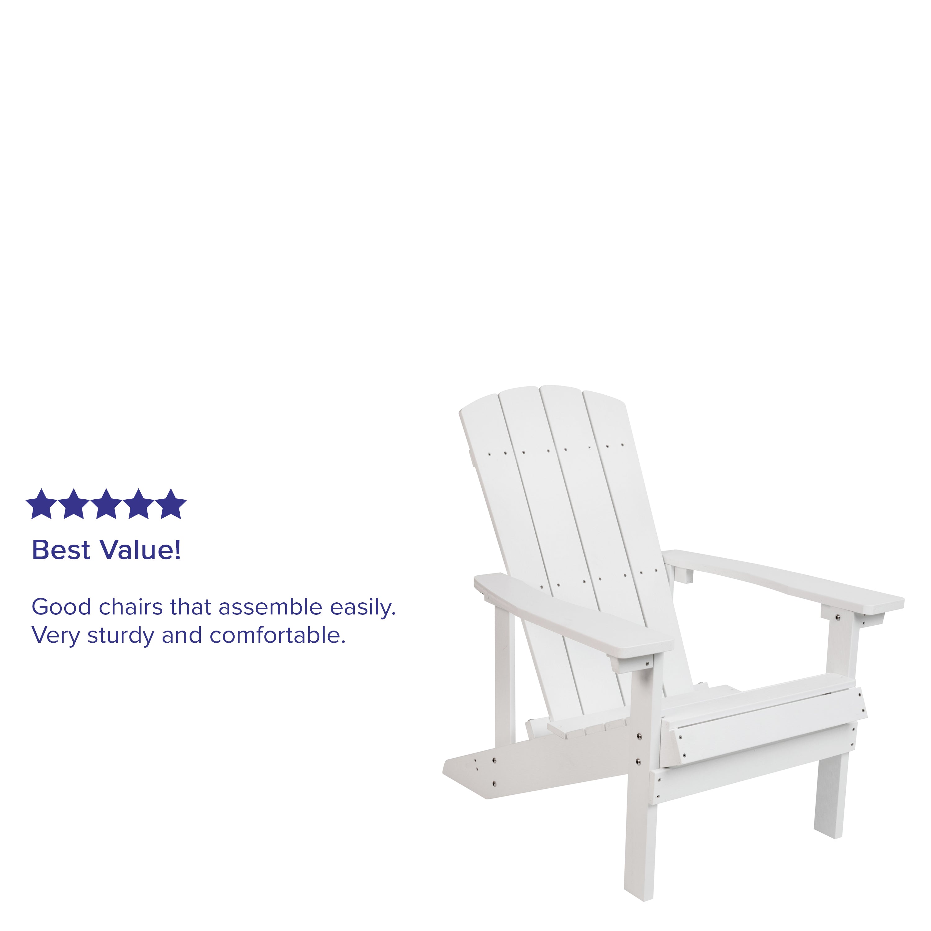 Charlestown Commercial All-Weather Poly Resin Wood Adirondack Chair in White