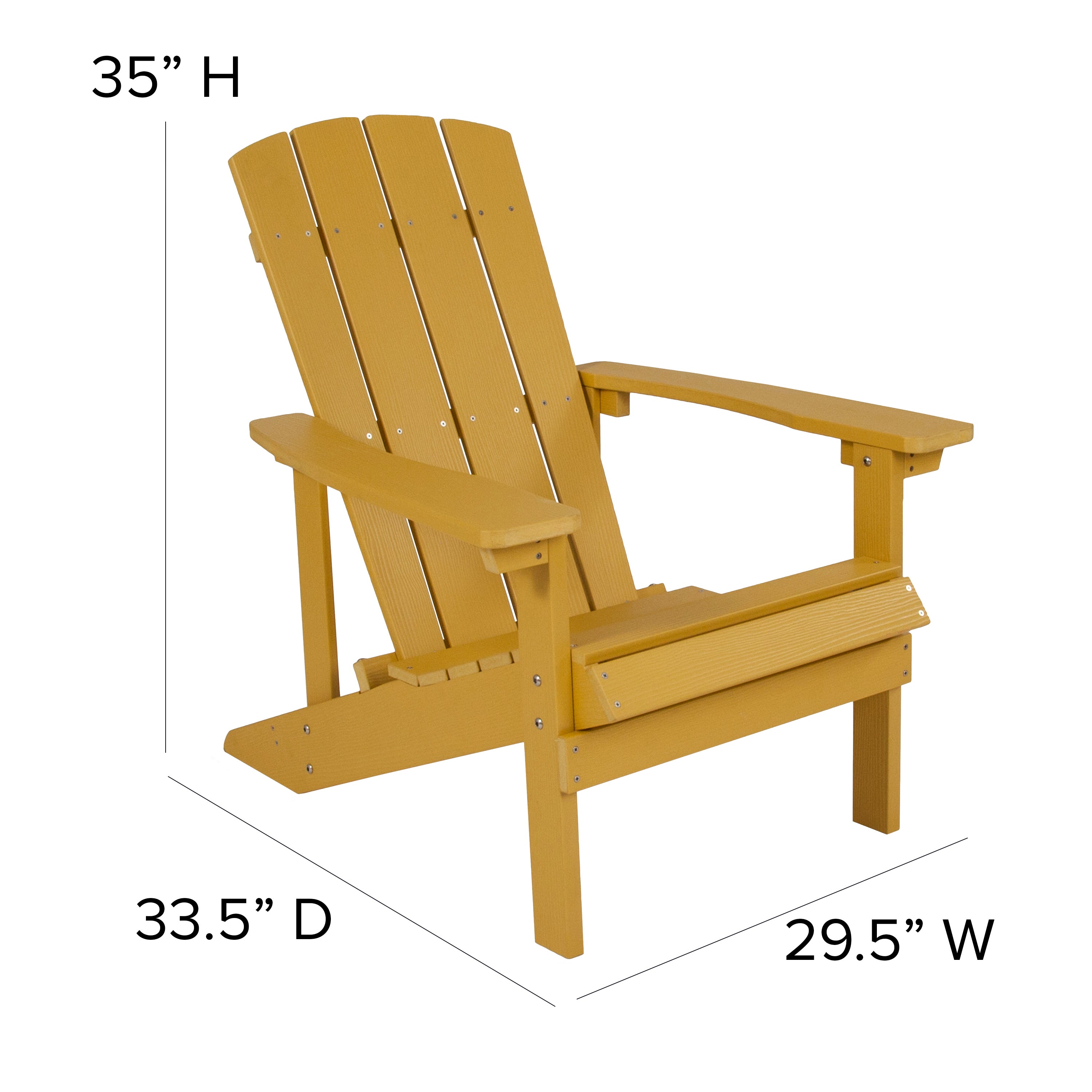 Charlestown Commercial All-Weather Poly Resin Wood Adirondack Chair in Yellow