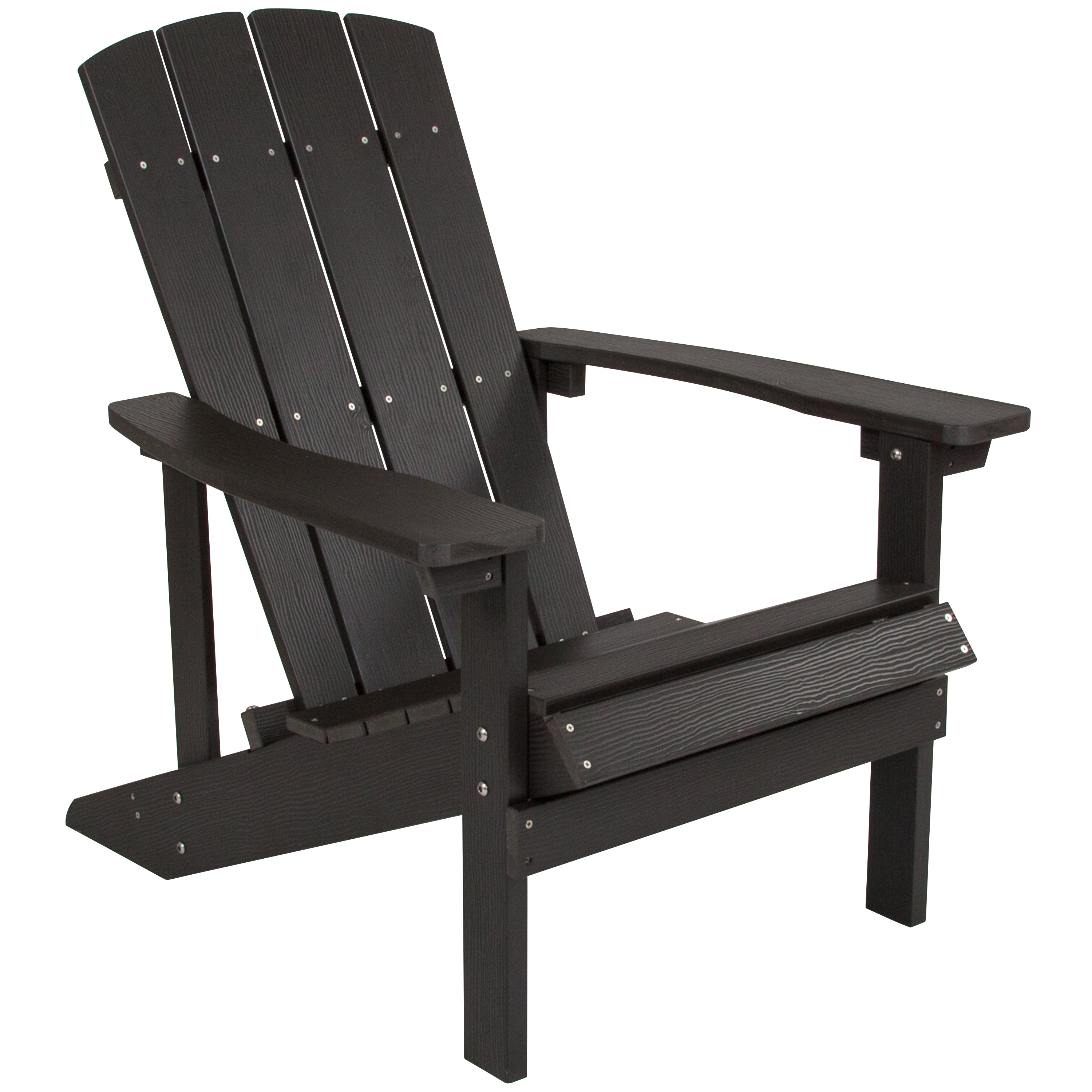 5 Piece Charlestown Commercial Slate Gray Commercial Poly Resin Wood Adirondack Chair Set with Fire Pit - Star and Moon Fire Pit with Mesh Cover