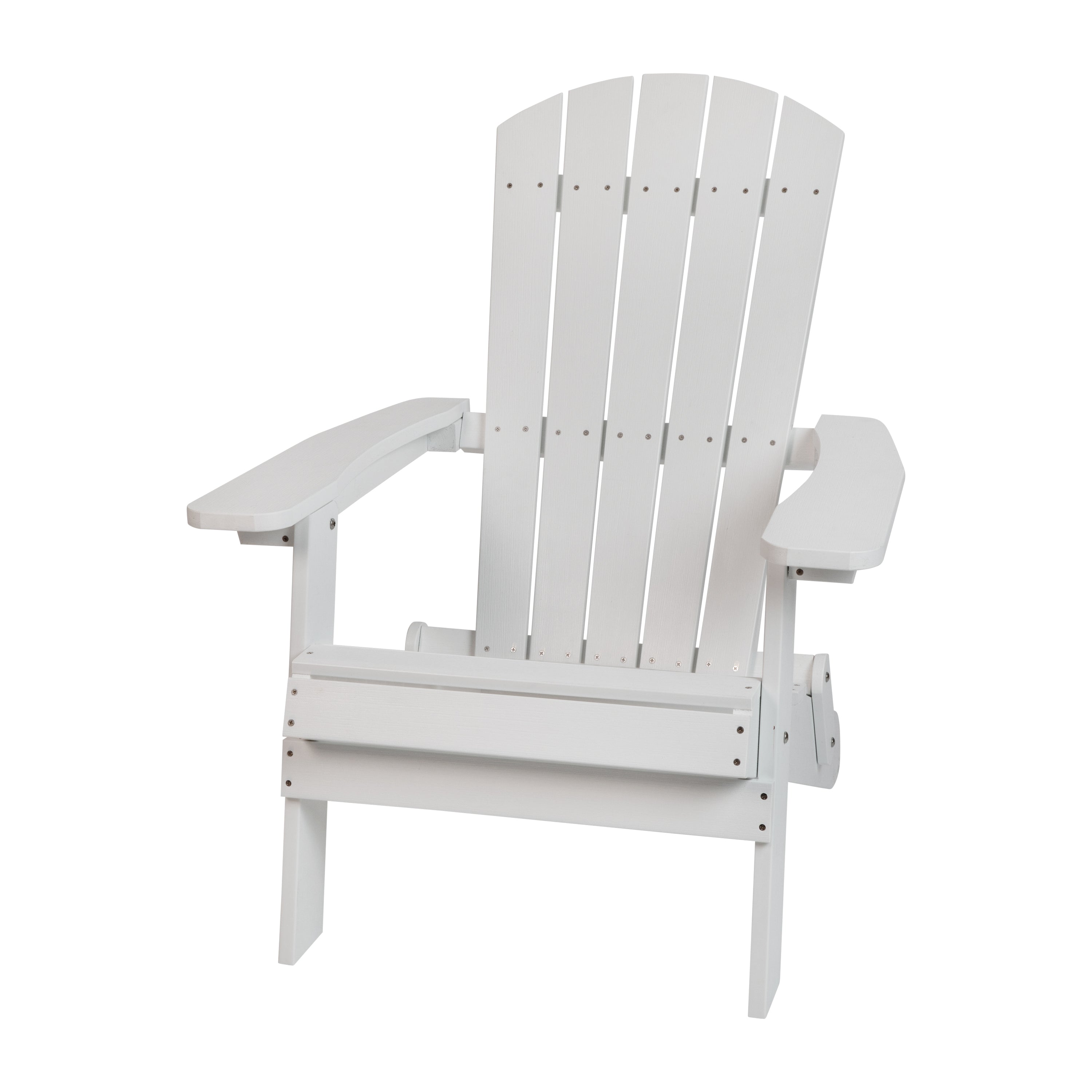 2 Pack Charlestown Commercial All-Weather Poly Resin Folding Adirondack Chair with Side Table