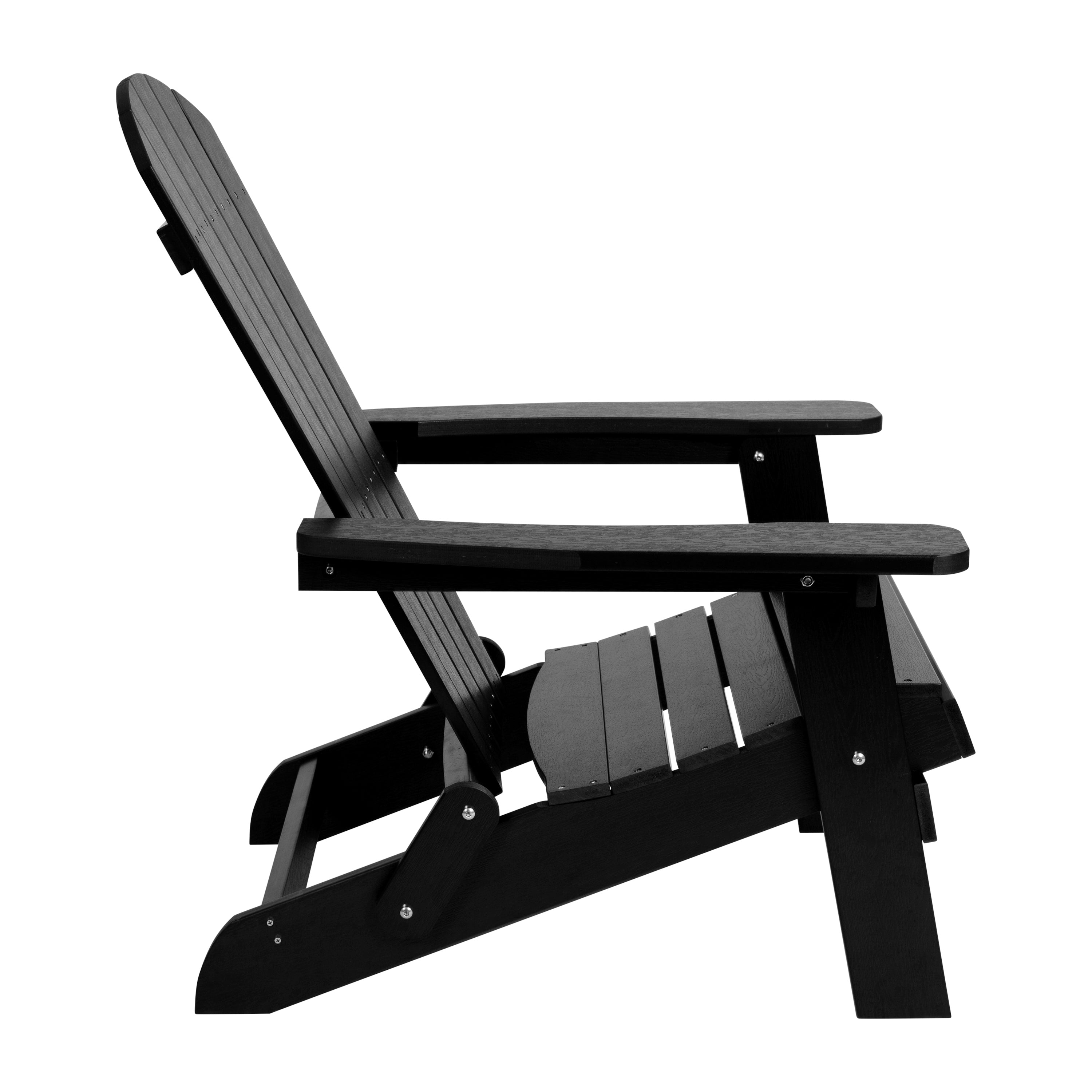 Charlestown Commercial All-Weather Poly Resin Indoor/Outdoor Folding Adirondack Chair in Black