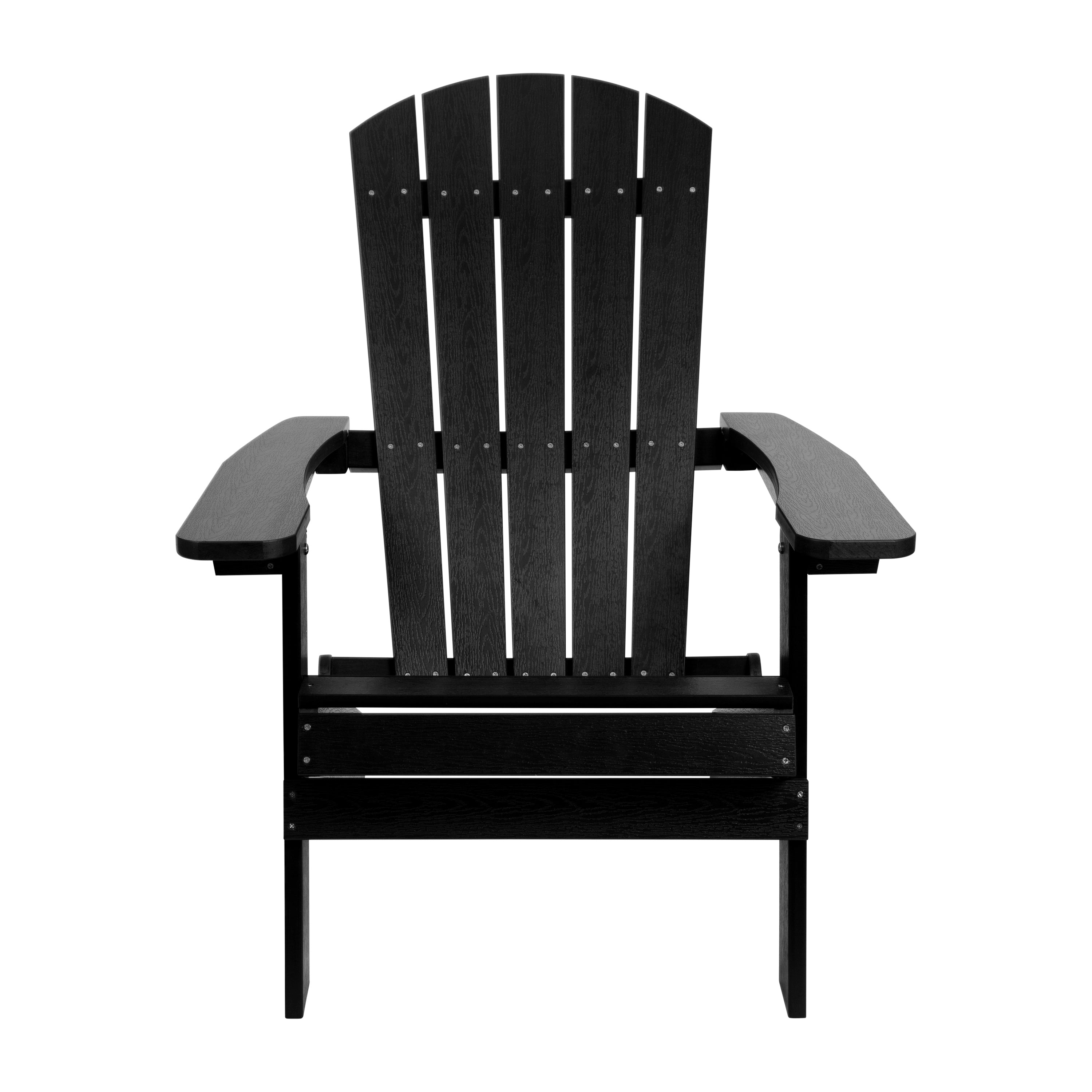 Charlestown Commercial All-Weather Poly Resin Indoor/Outdoor Folding Adirondack Chair in Black