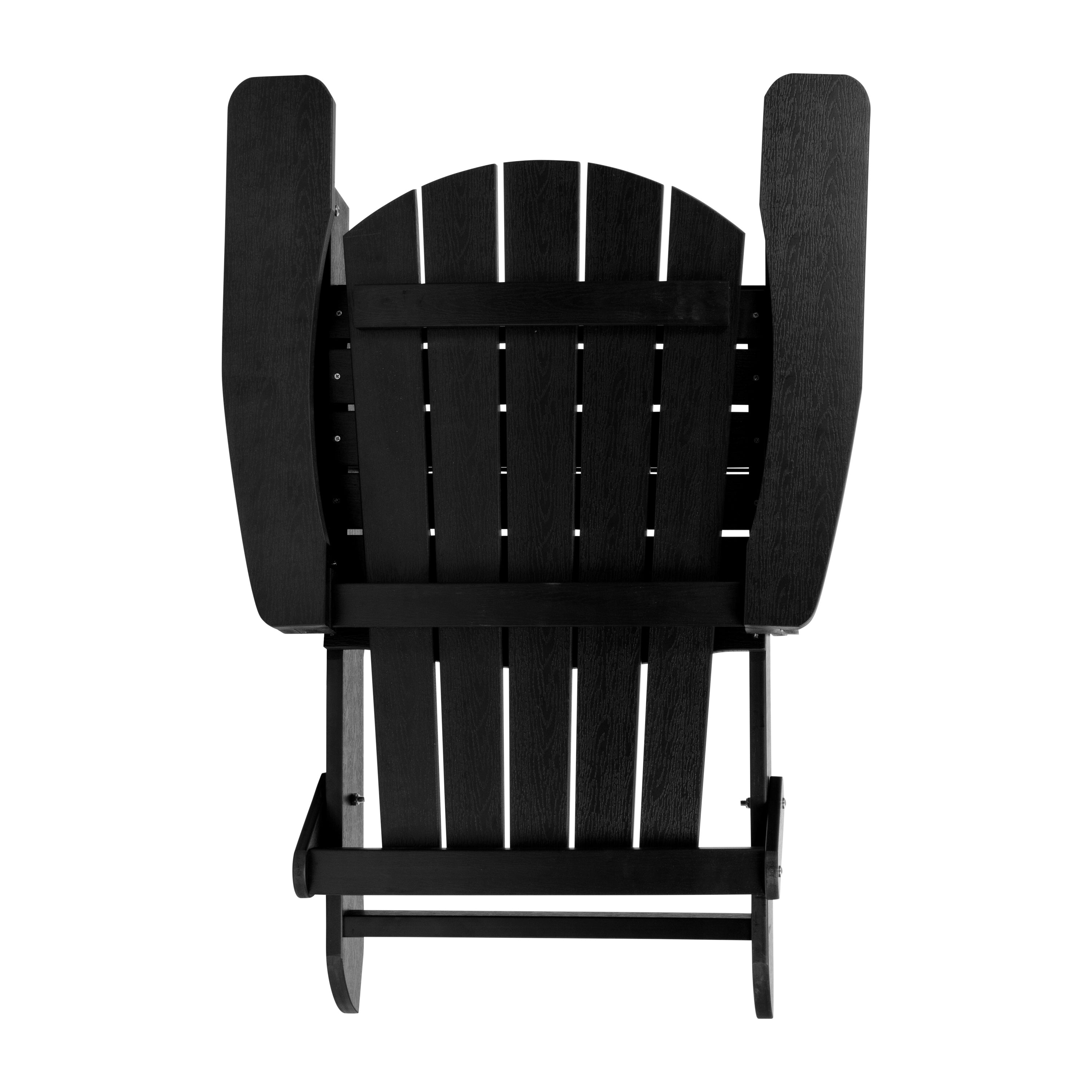 Charlestown Commercial All-Weather Poly Resin Indoor/Outdoor Folding Adirondack Chair in Black