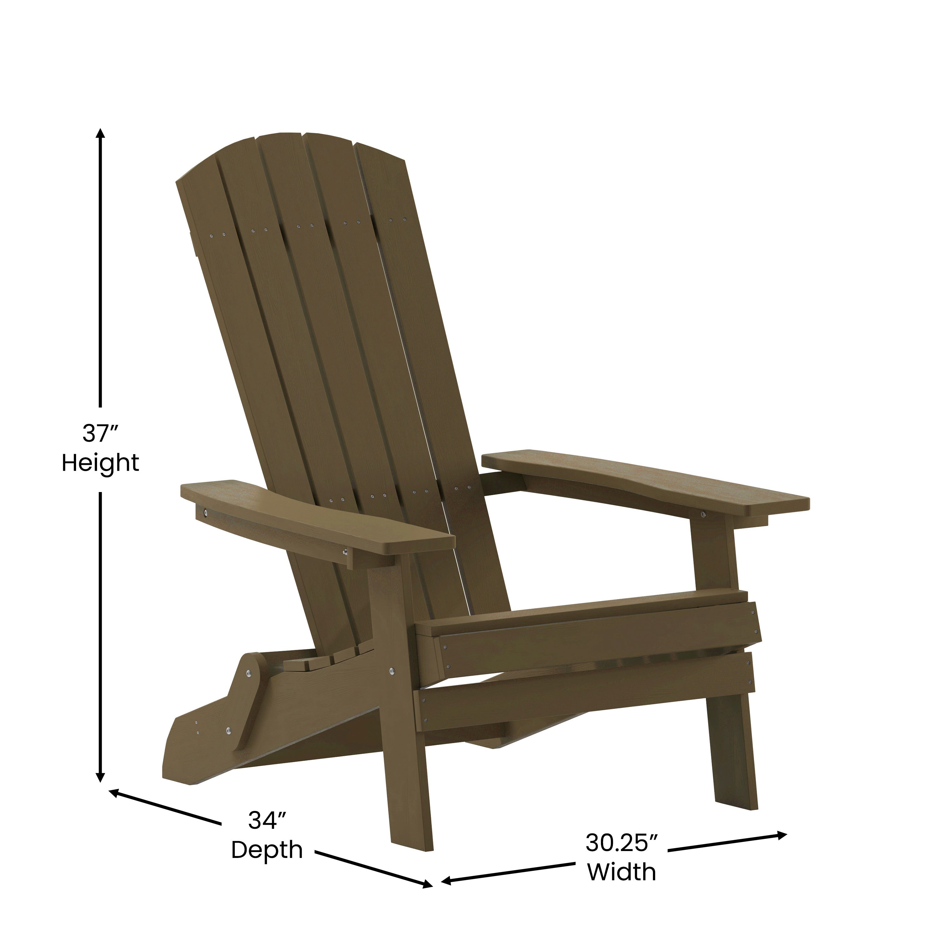 Charlestown Commercial Folding Adirondack Chair - Mahogany - Poly Resin - Indoor/Outdoor - Weather Resistant