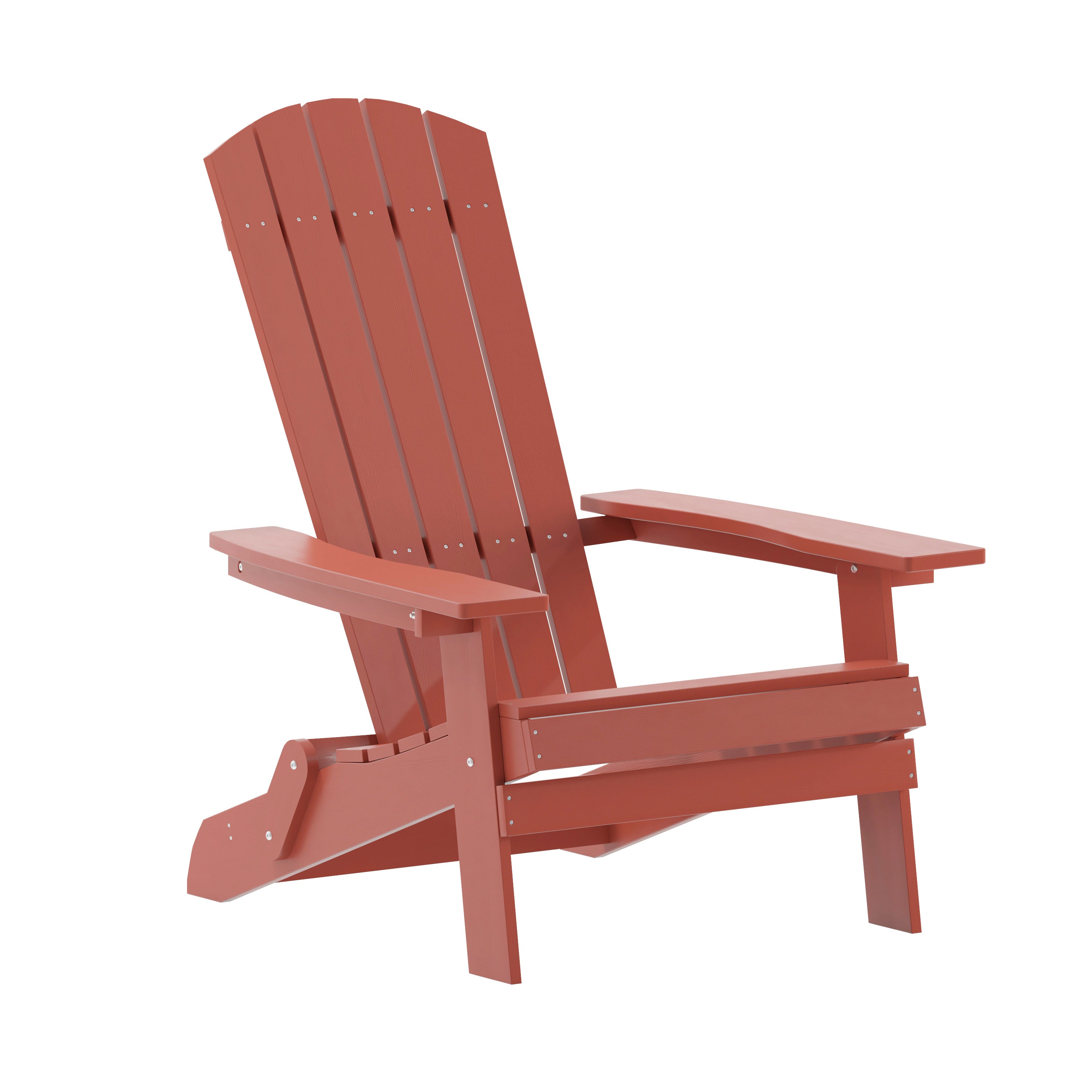 Charlestown Commercial Folding Adirondack Chair - Red - Poly Resin - Indoor/Outdoor - Weather Resistant