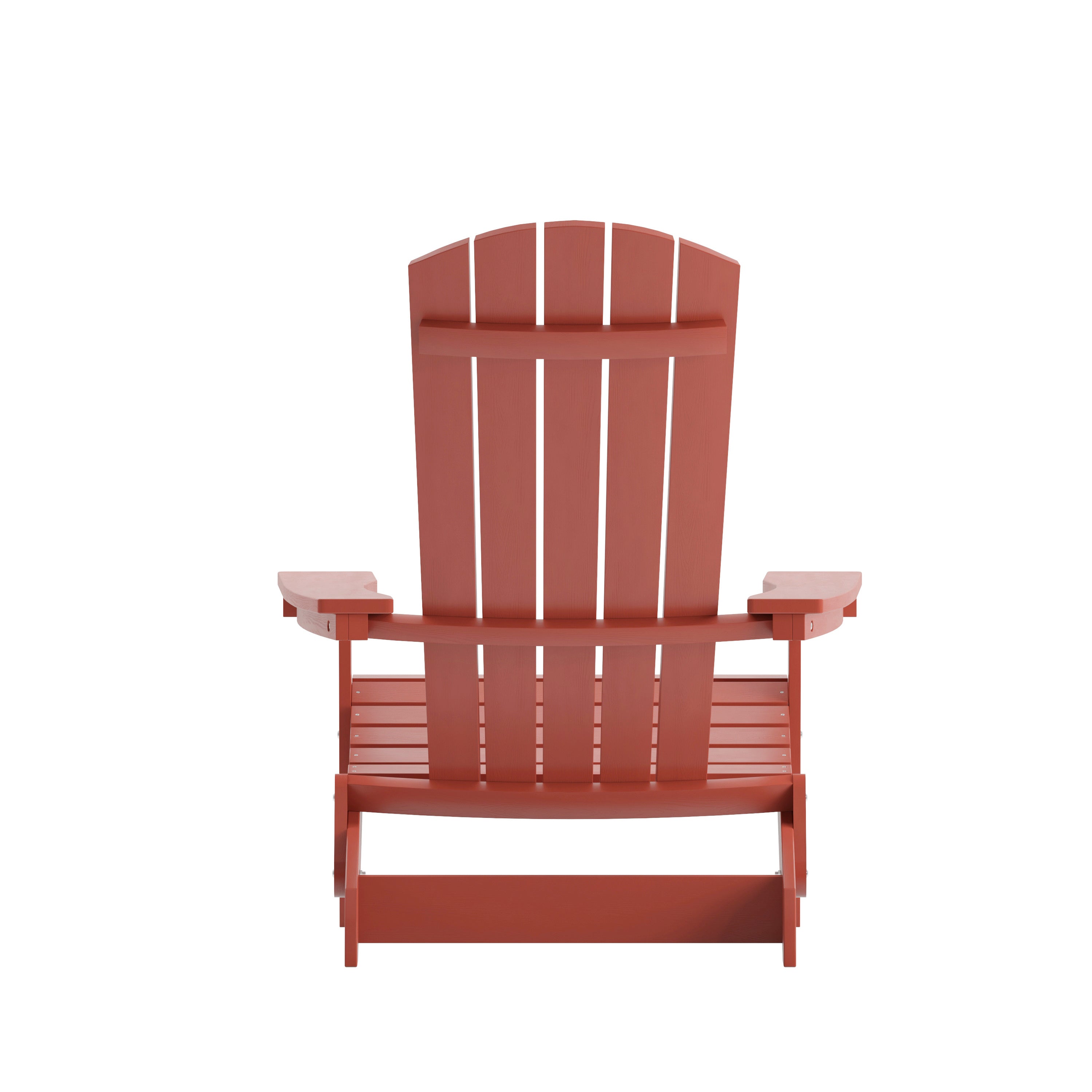 Charlestown Commercial Folding Adirondack Chair - Red - Poly Resin - Indoor/Outdoor - Weather Resistant