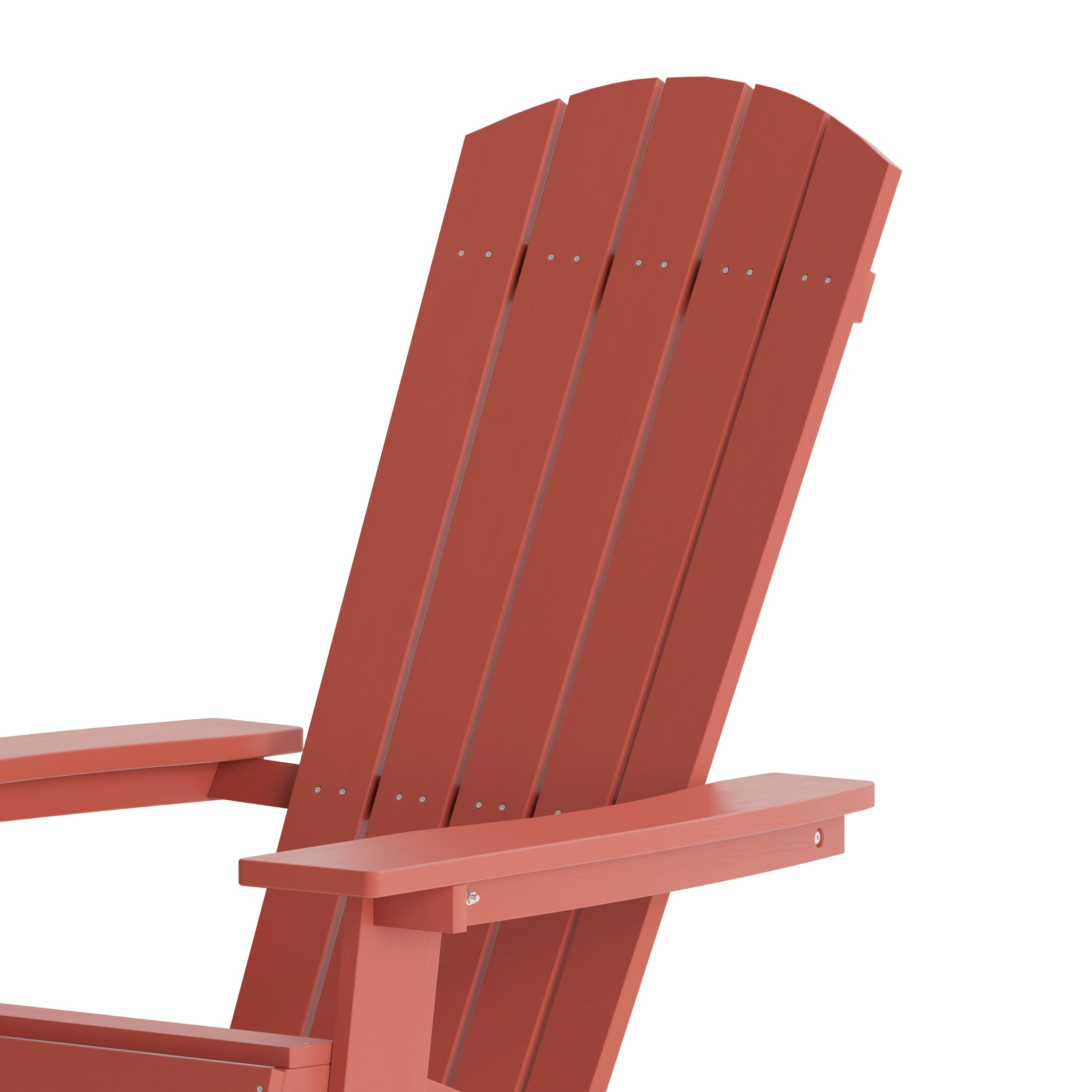 Charlestown Commercial Folding Adirondack Chair - Red - Poly Resin - Indoor/Outdoor - Weather Resistant