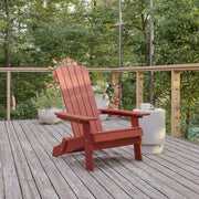 Charlestown Commercial Folding Adirondack Chair - Red - Poly Resin - Indoor/Outdoor - Weather Resistant