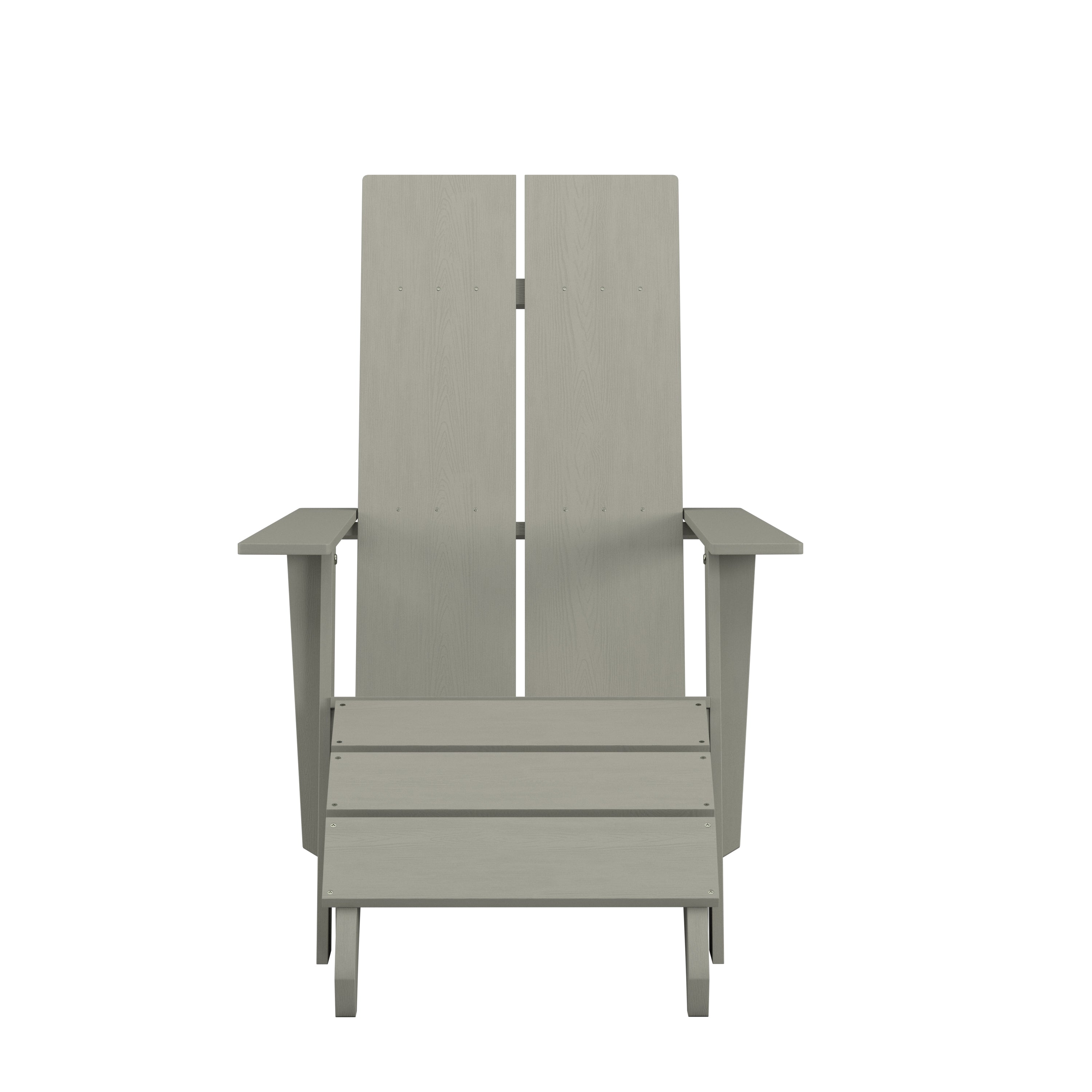 Sawyer Modern Commercial All-Weather Poly Resin Wood Adirondack Chair with Foot Rest in Gray