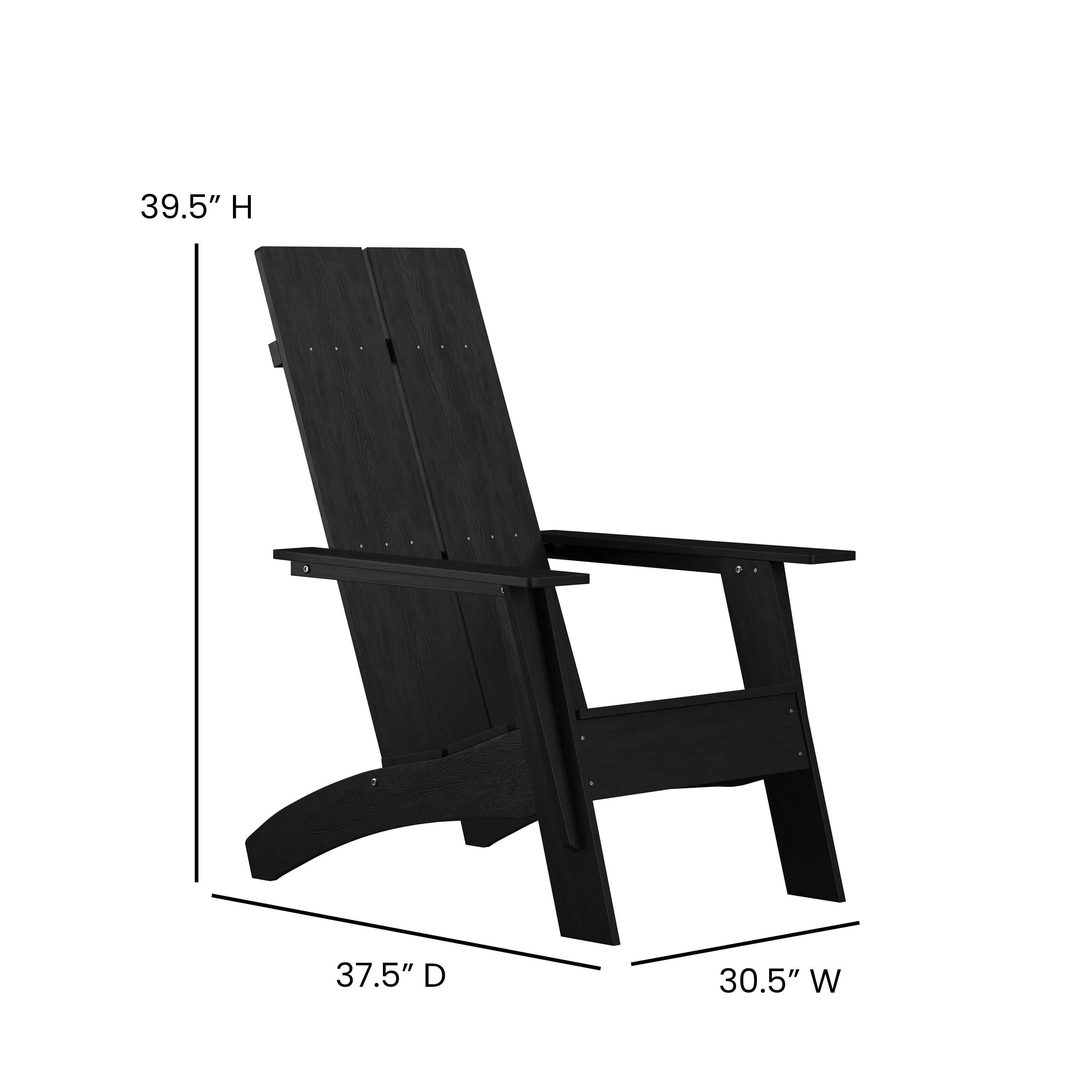 Sawyer Modern Commercial All-Weather Poly Resin Wood Adirondack Chair in Black