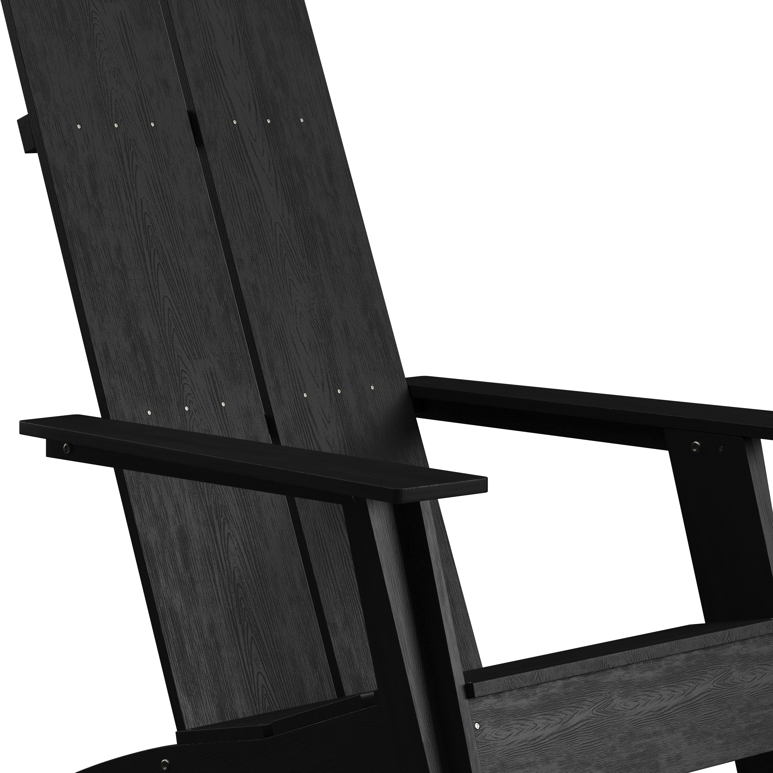 Sawyer Modern Commercial All-Weather Poly Resin Wood Adirondack Chair in Black