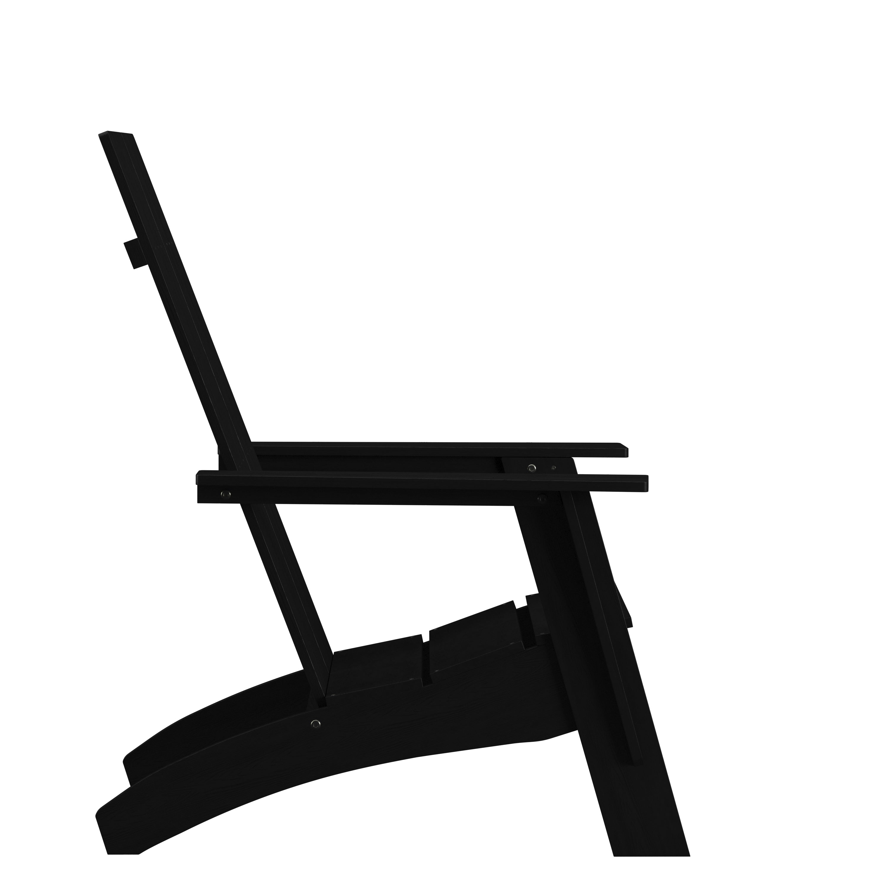 Sawyer Modern Commercial All-Weather Poly Resin Wood Adirondack Chair in Black