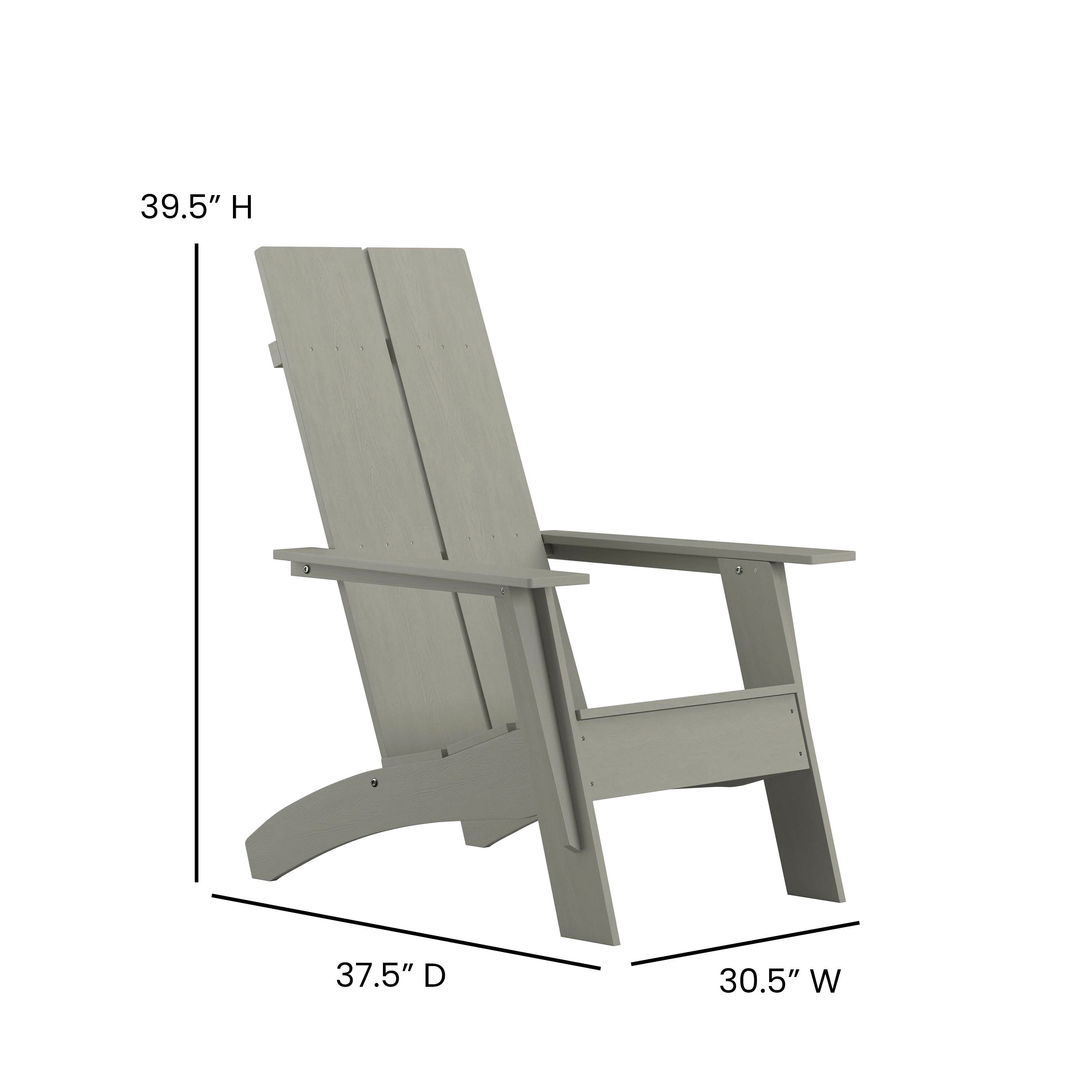 Sawyer Modern Commercial All-Weather Poly Resin Wood Adirondack Chair in Gray