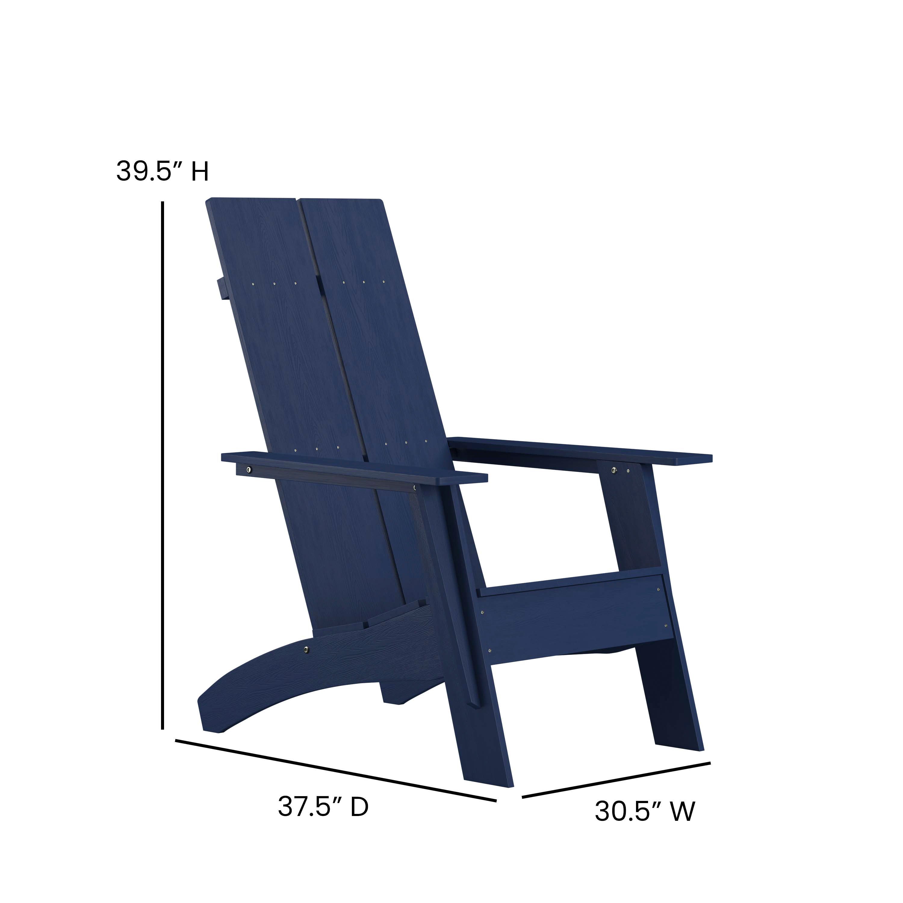 Sawyer Modern Commercial All-Weather Poly Resin Wood Adirondack Chair in Navy