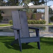 Sawyer Modern Commercial All-Weather Poly Resin Wood Adirondack Chair in Navy