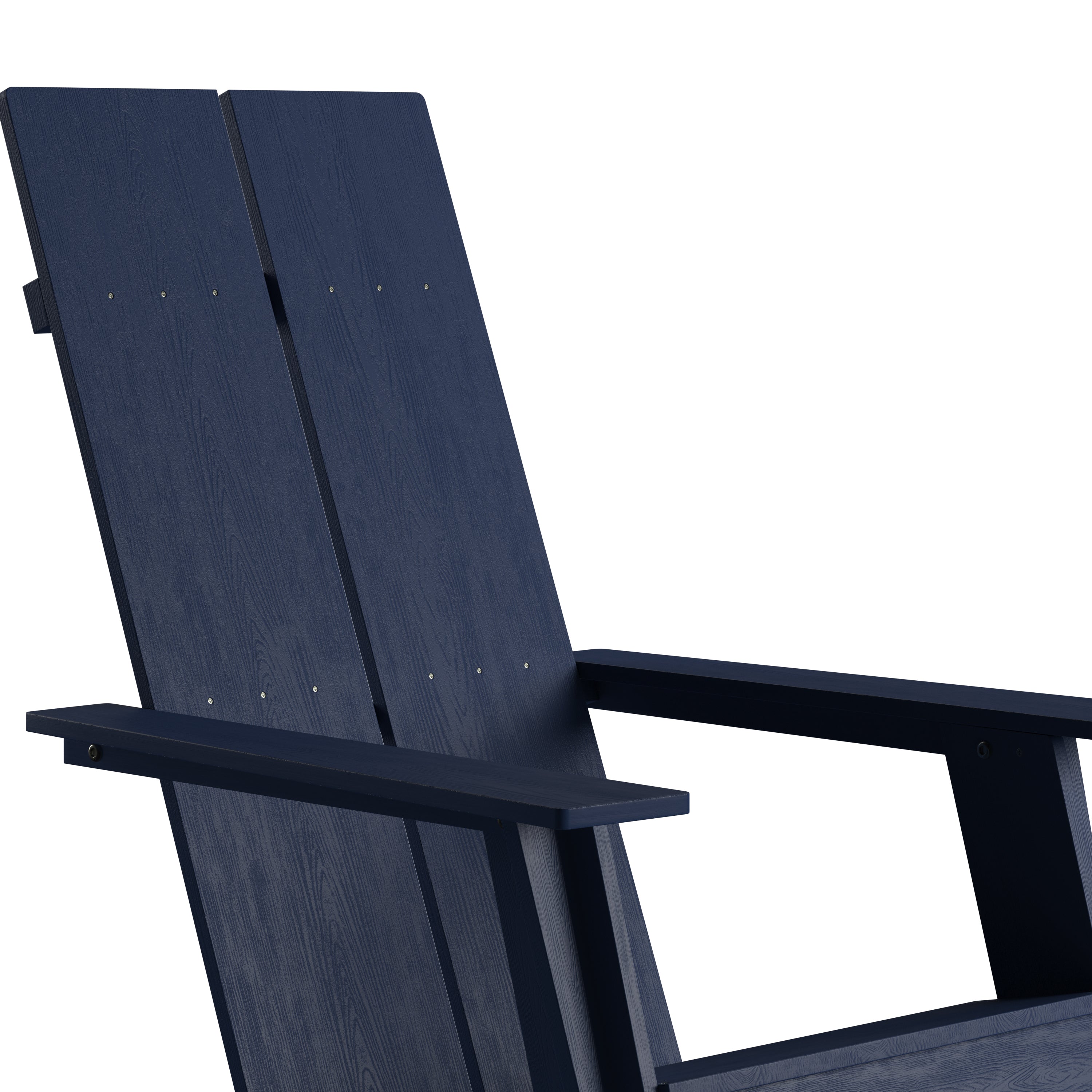 Sawyer Modern Commercial All-Weather Poly Resin Wood Adirondack Chair in Navy