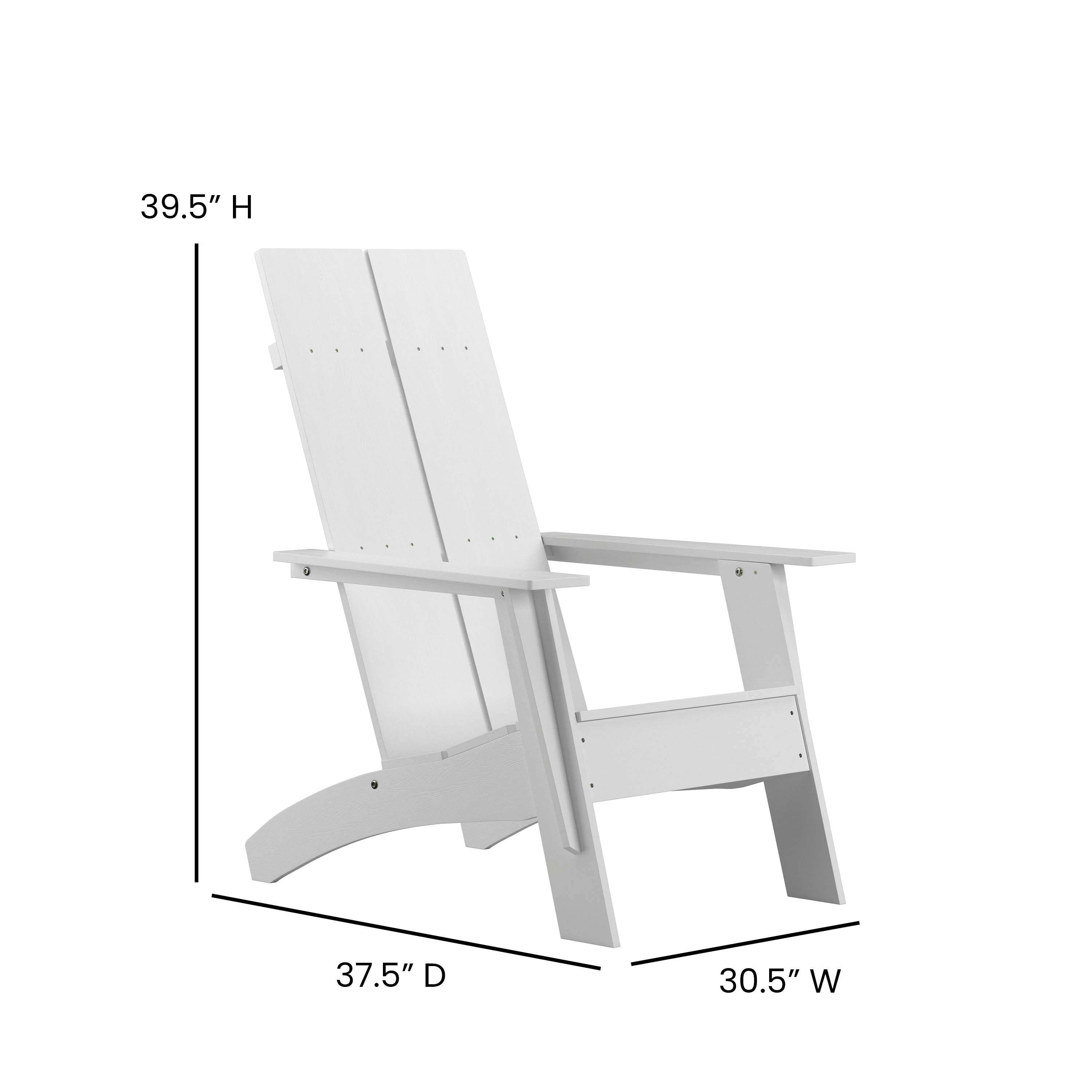 Sawyer Modern Commercial All-Weather Poly Resin Wood Adirondack Chair in White