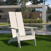 Sawyer Modern Commercial All-Weather Poly Resin Wood Adirondack Chair in White