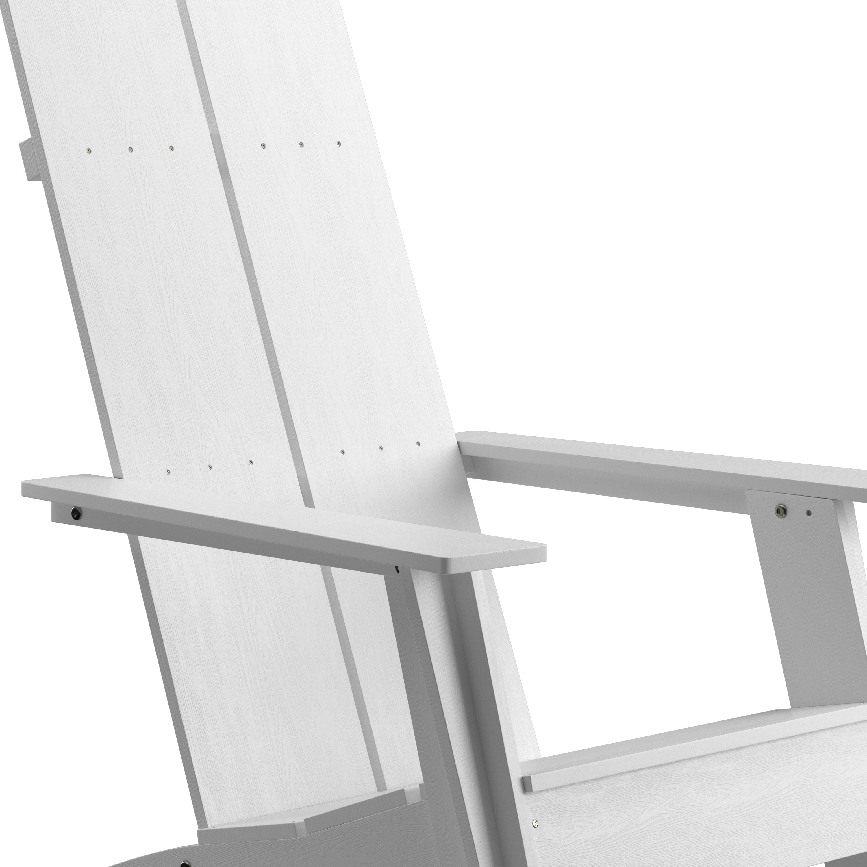 Sawyer Modern Commercial All-Weather Poly Resin Wood Adirondack Chair in White