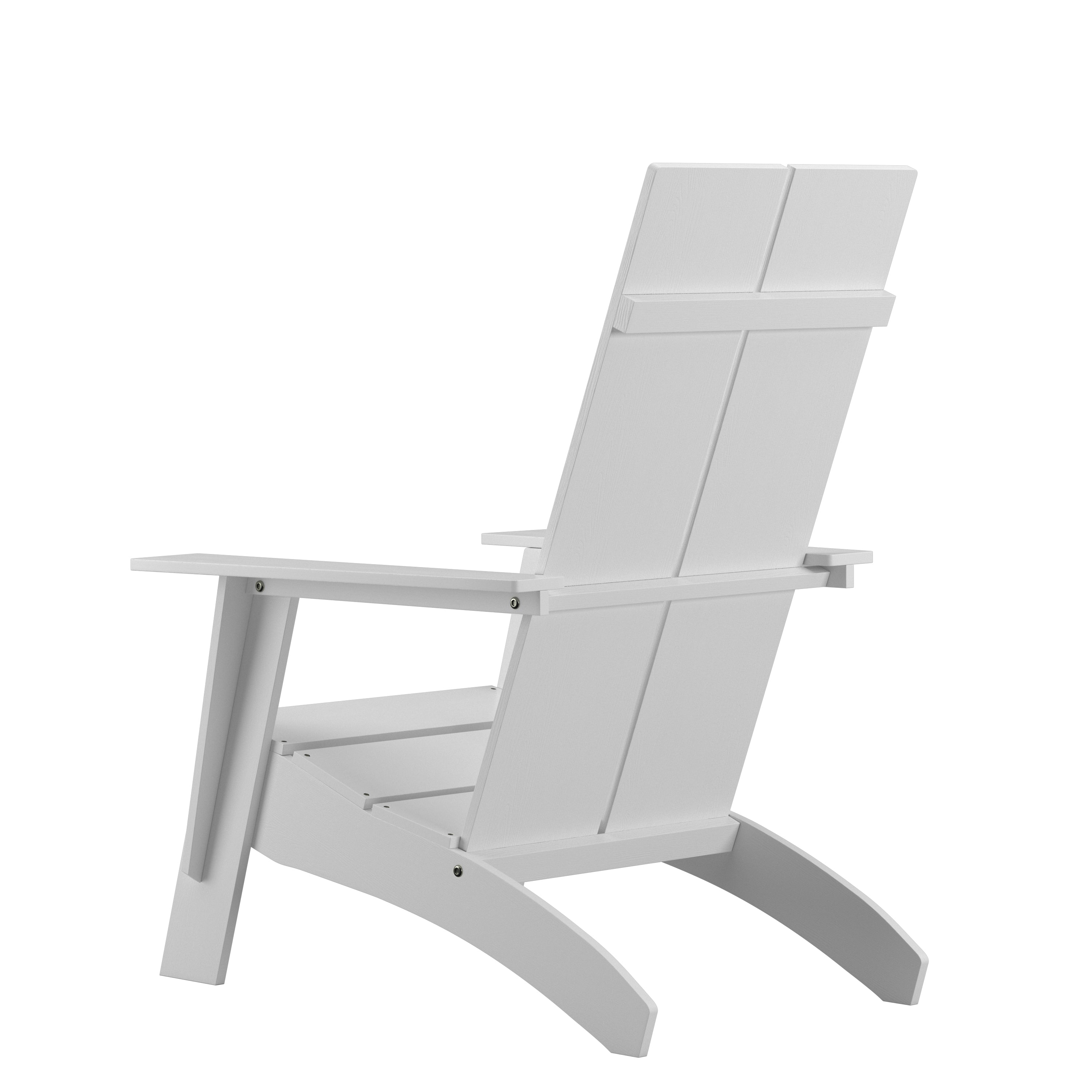Sawyer Modern Commercial All-Weather Poly Resin Wood Adirondack Chair in White
