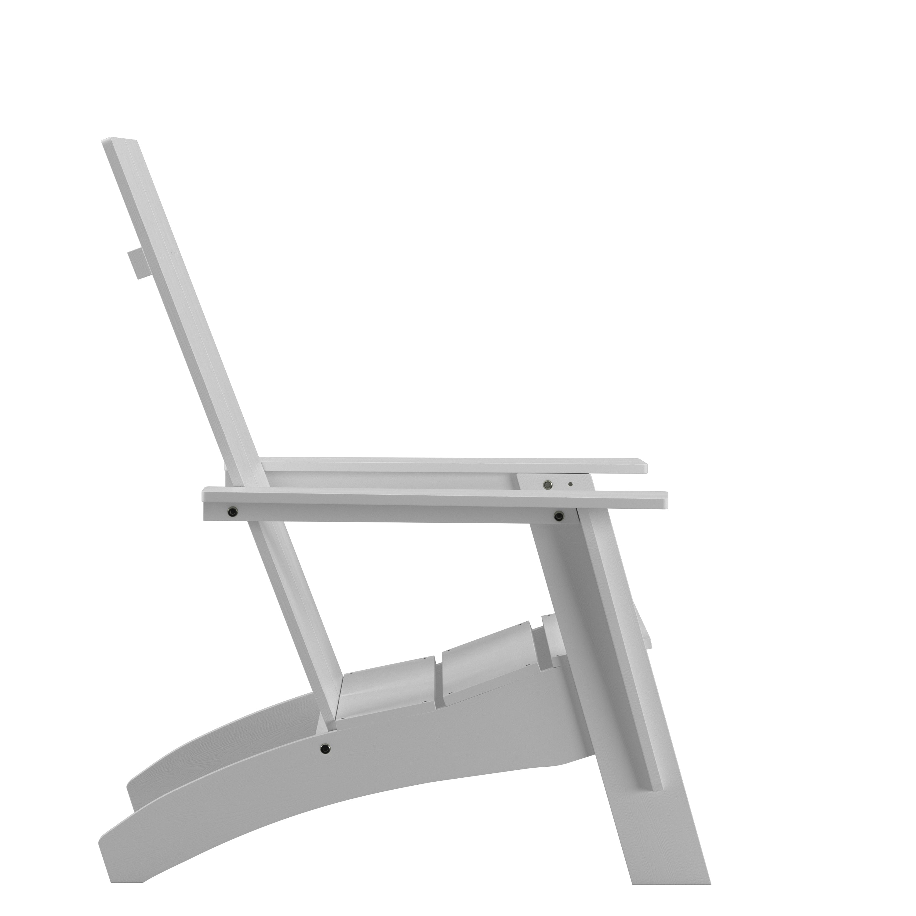Sawyer Modern Commercial All-Weather Poly Resin Wood Adirondack Chair in White