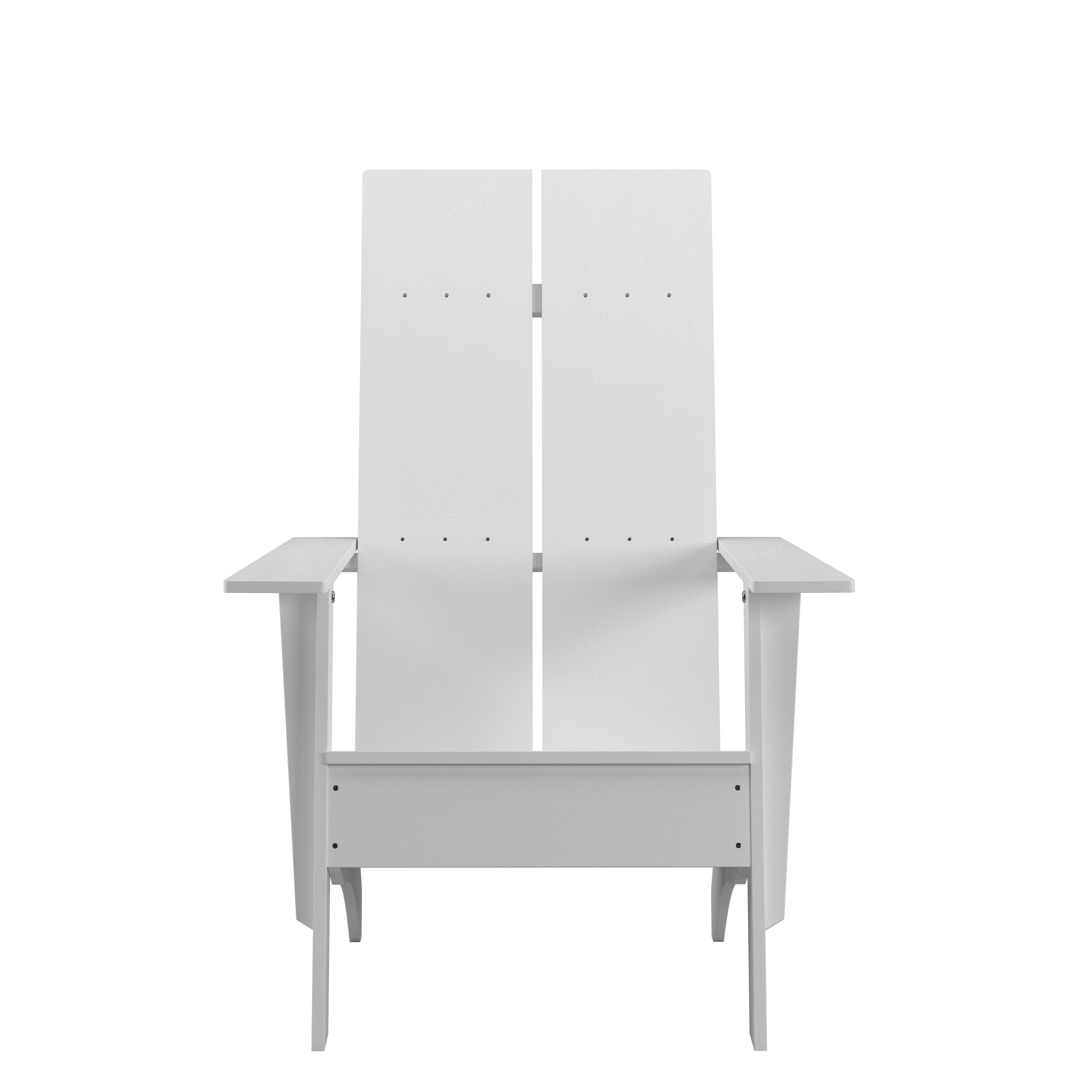 Sawyer Modern Commercial All-Weather Poly Resin Wood Adirondack Chair in White