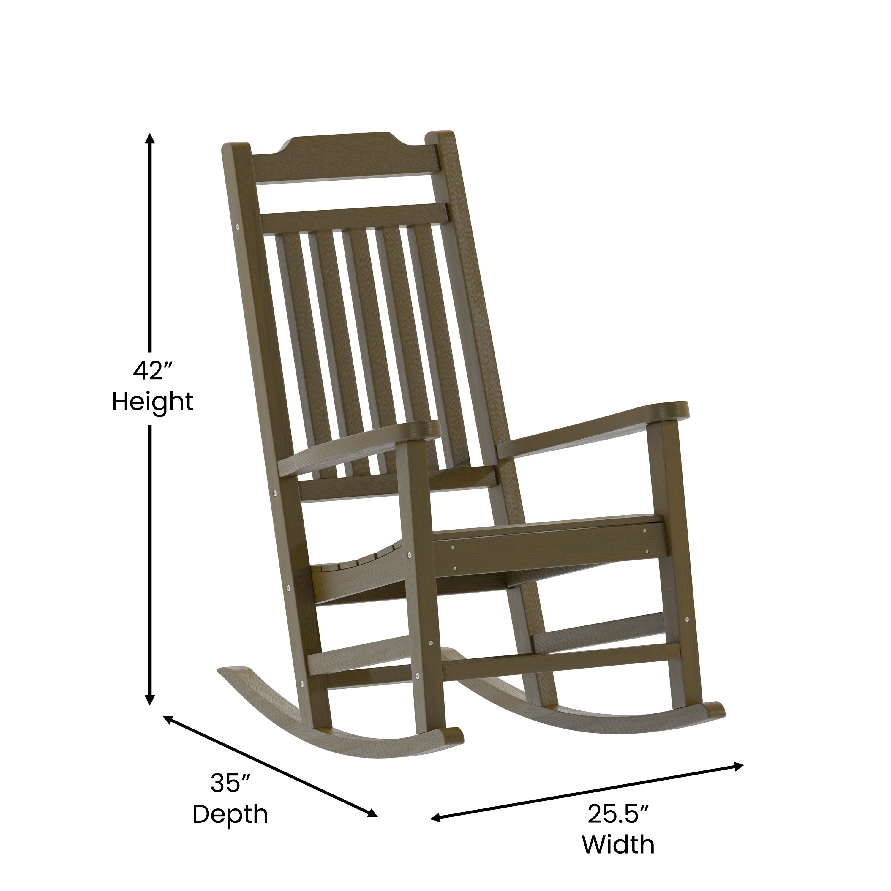 Winston All-Weather Poly Resin Rocking Chair in Mahogany