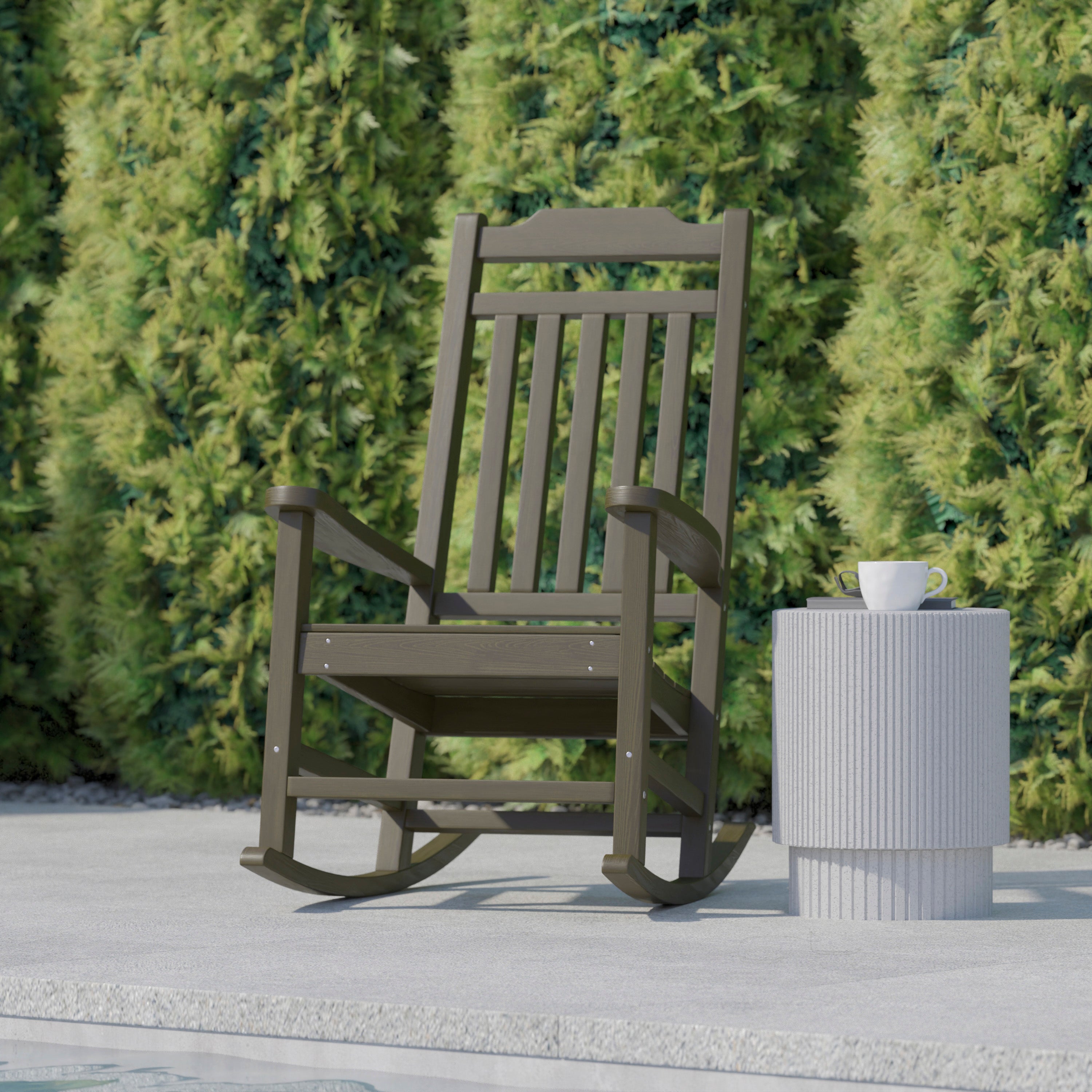 Winston All-Weather Poly Resin Rocking Chair in Mahogany